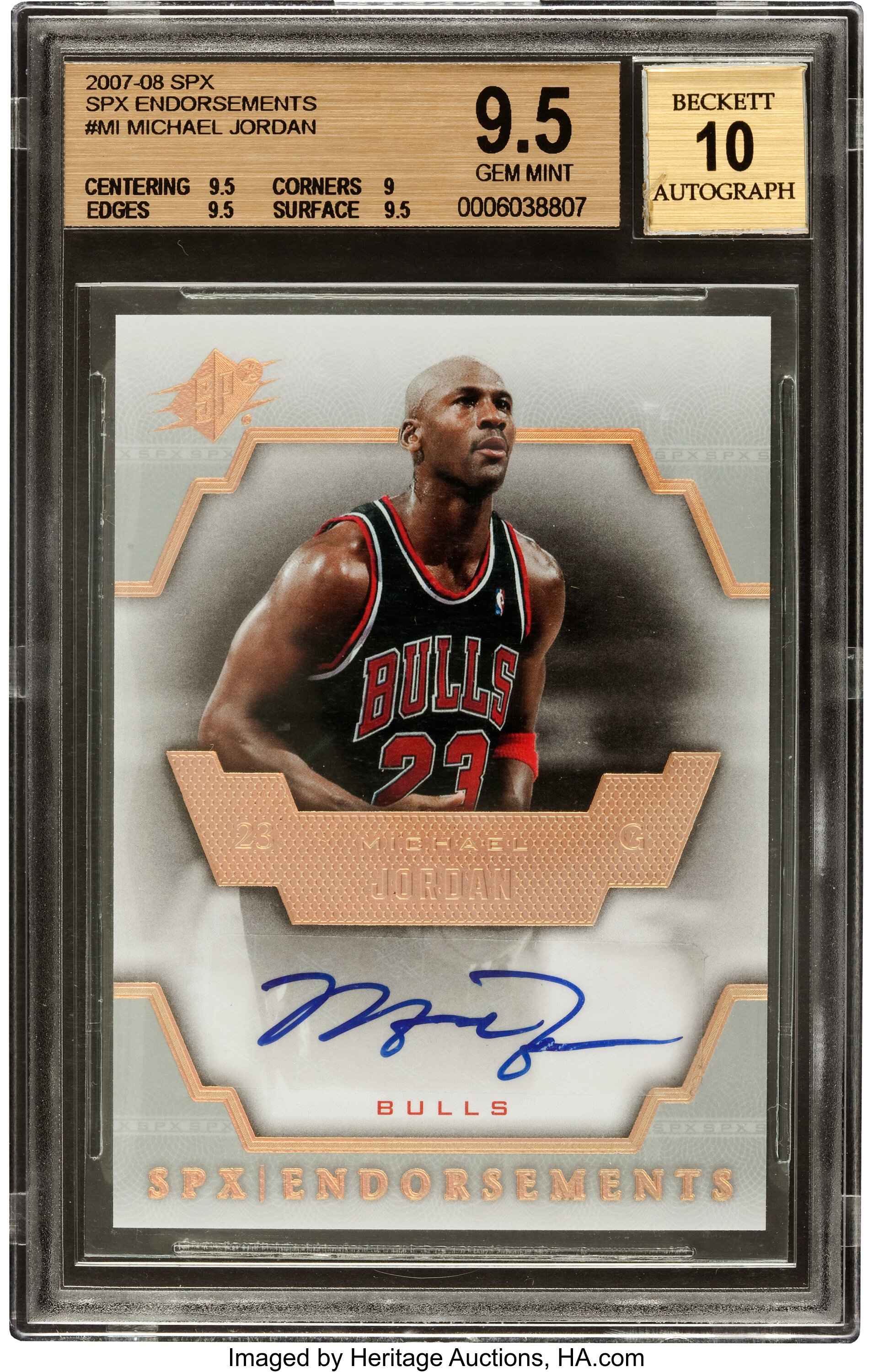 Signed 2007/08 "SPX Endorsements" Michael Jordan #M1 BGS Gem MT | Lot #80736 | Heritage