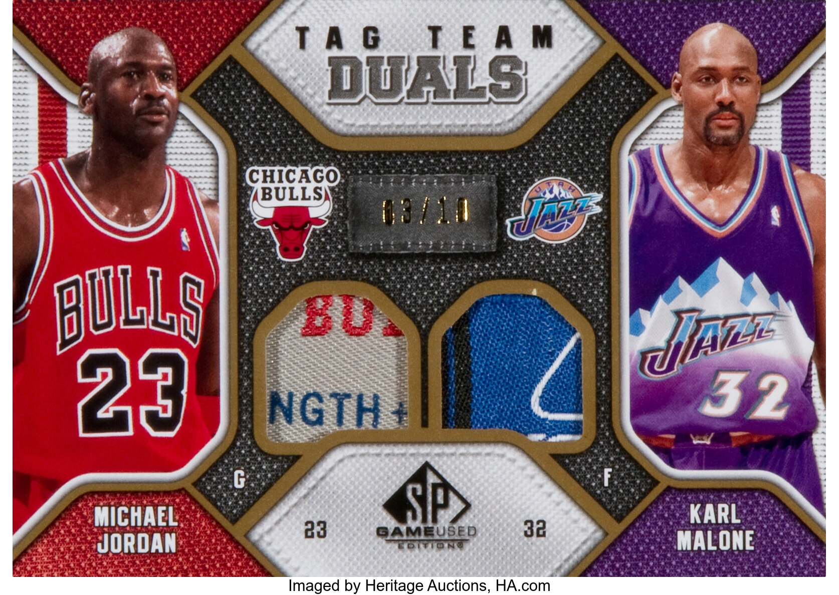 2009/10 NBA SP Game Used Tag Team Duals Jordan/Malone Jersey