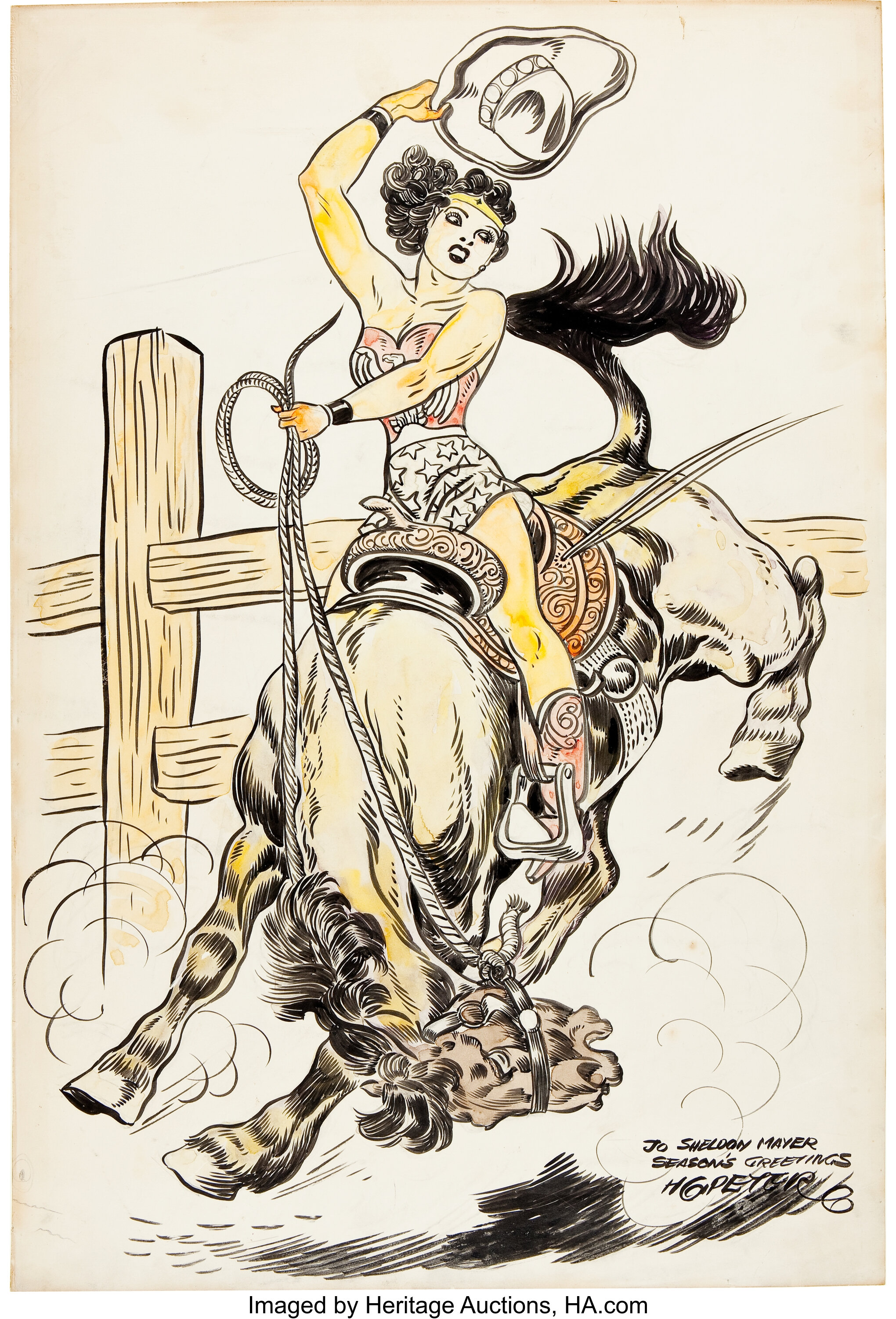 H. G. Peter Wonder Woman Bucking Bronco Specialty Illustration | Lot #92272  | Heritage Auctions