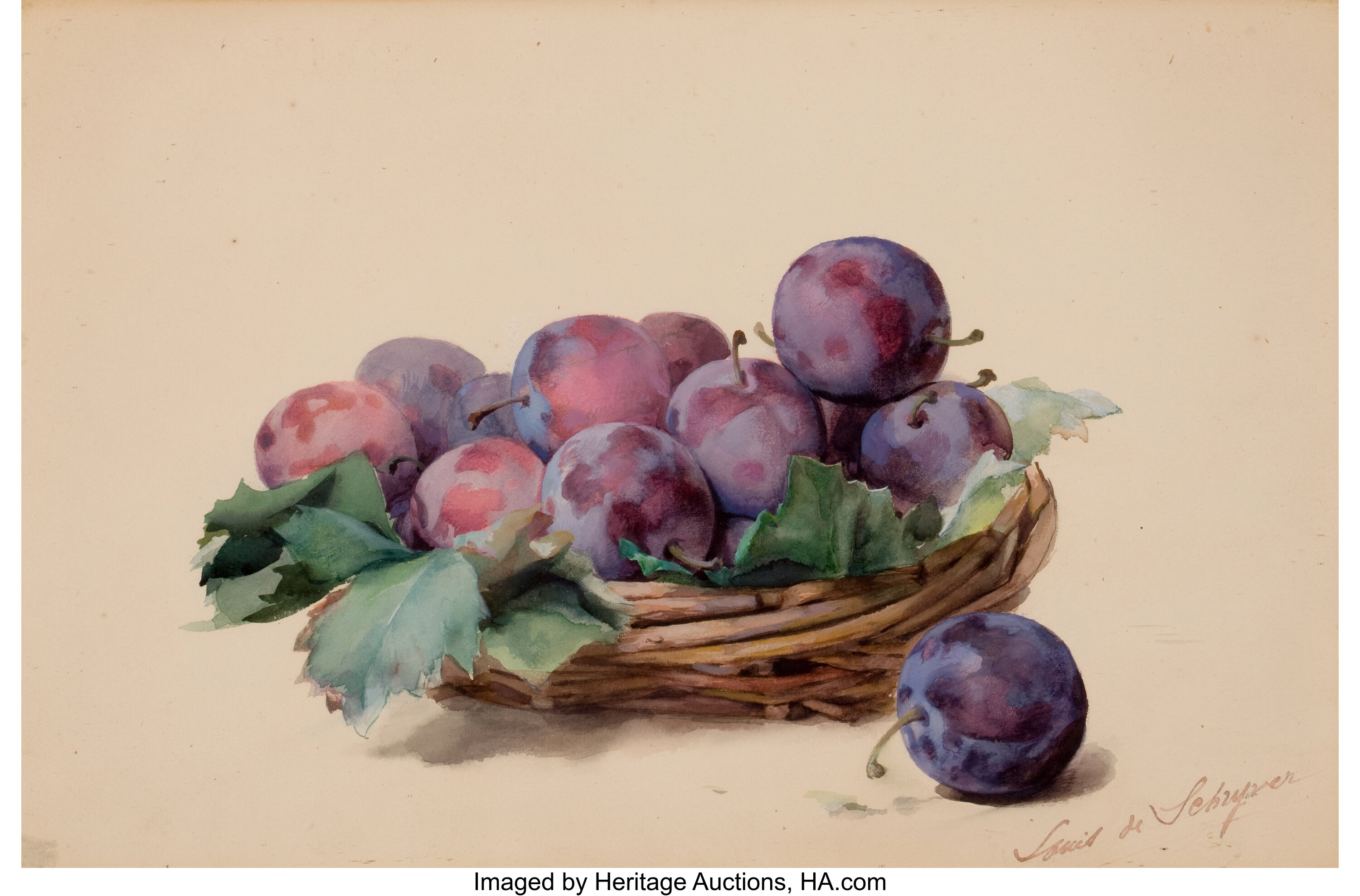 LOUIS MARIE DE SCHRYVER (French, 1862-1942). Basket of Plums. | Lot ...