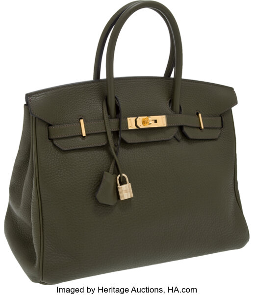 Sold at Auction: Hermès 35cm Canvas & Leather Birkin Bag