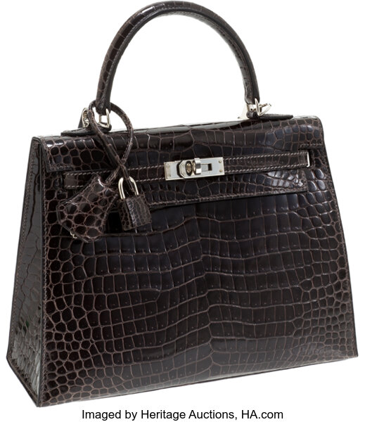 Hermes Birkin 25 Black Shiny Crocodile Palladium Hardware