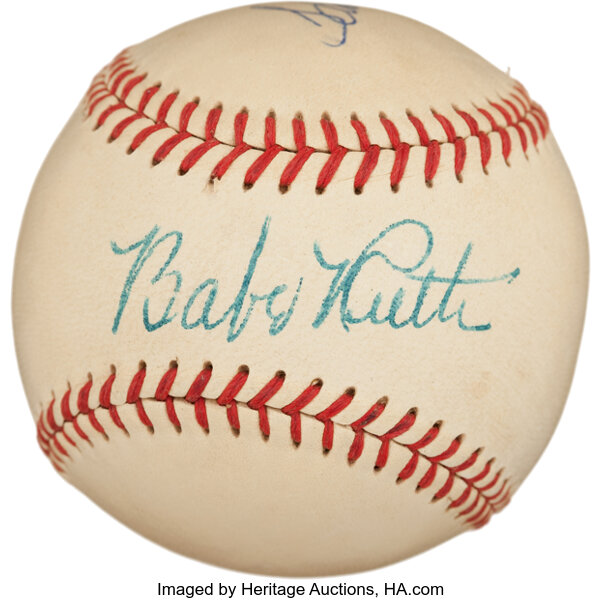 Yankees Babe Ruth Signed Harridge 1940-47 Reach Oal Baseball PSA/DNA  #AK09711
