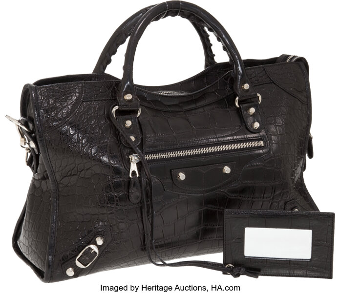Taknemmelig Politistation femte Balenciaga Very Rare Black Matte Crocodile Classic City Bag with | Lot  #56316 | Heritage Auctions