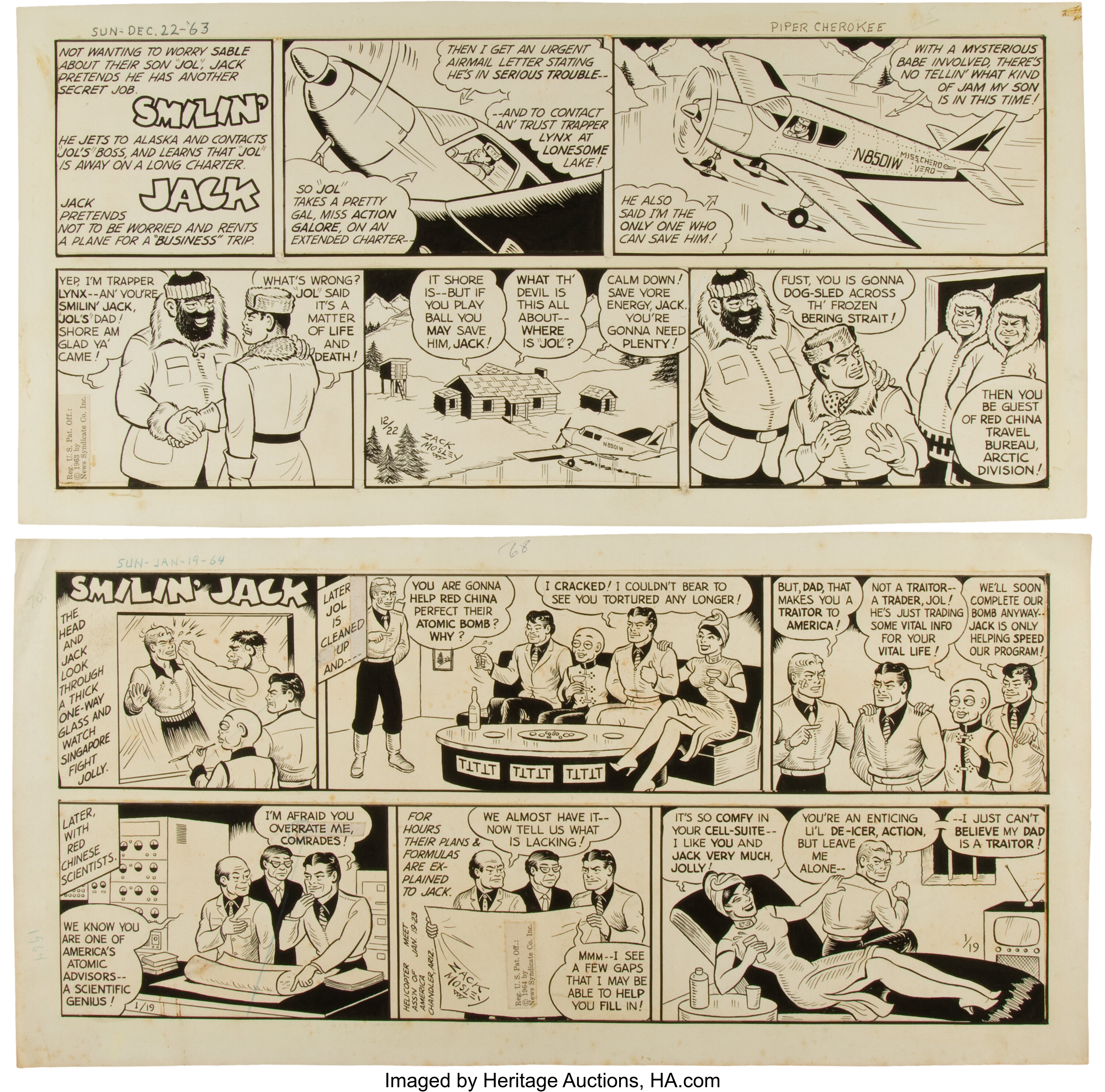 Zack Mosley Smilin' Jack Sunday Comic Strip Original Art Group