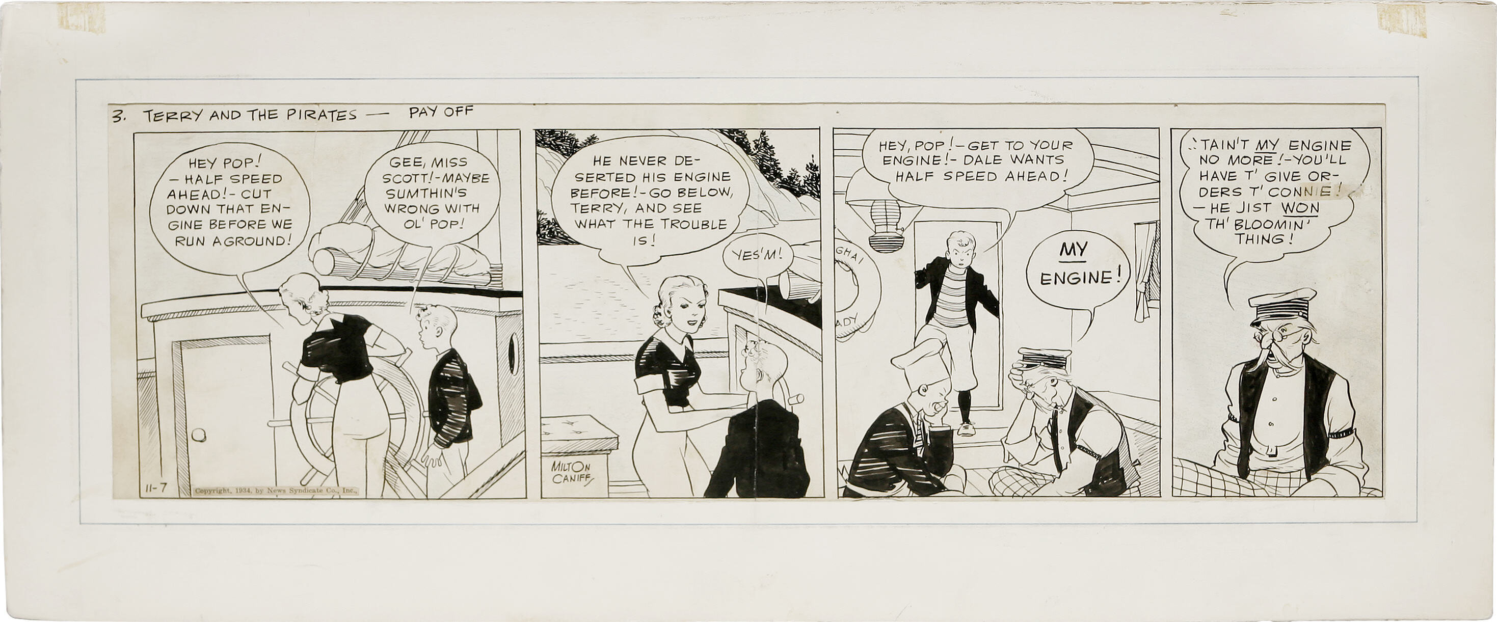 Milton Caniff - Terry and the Pirates Daily Comic Strip Original | Lot ...