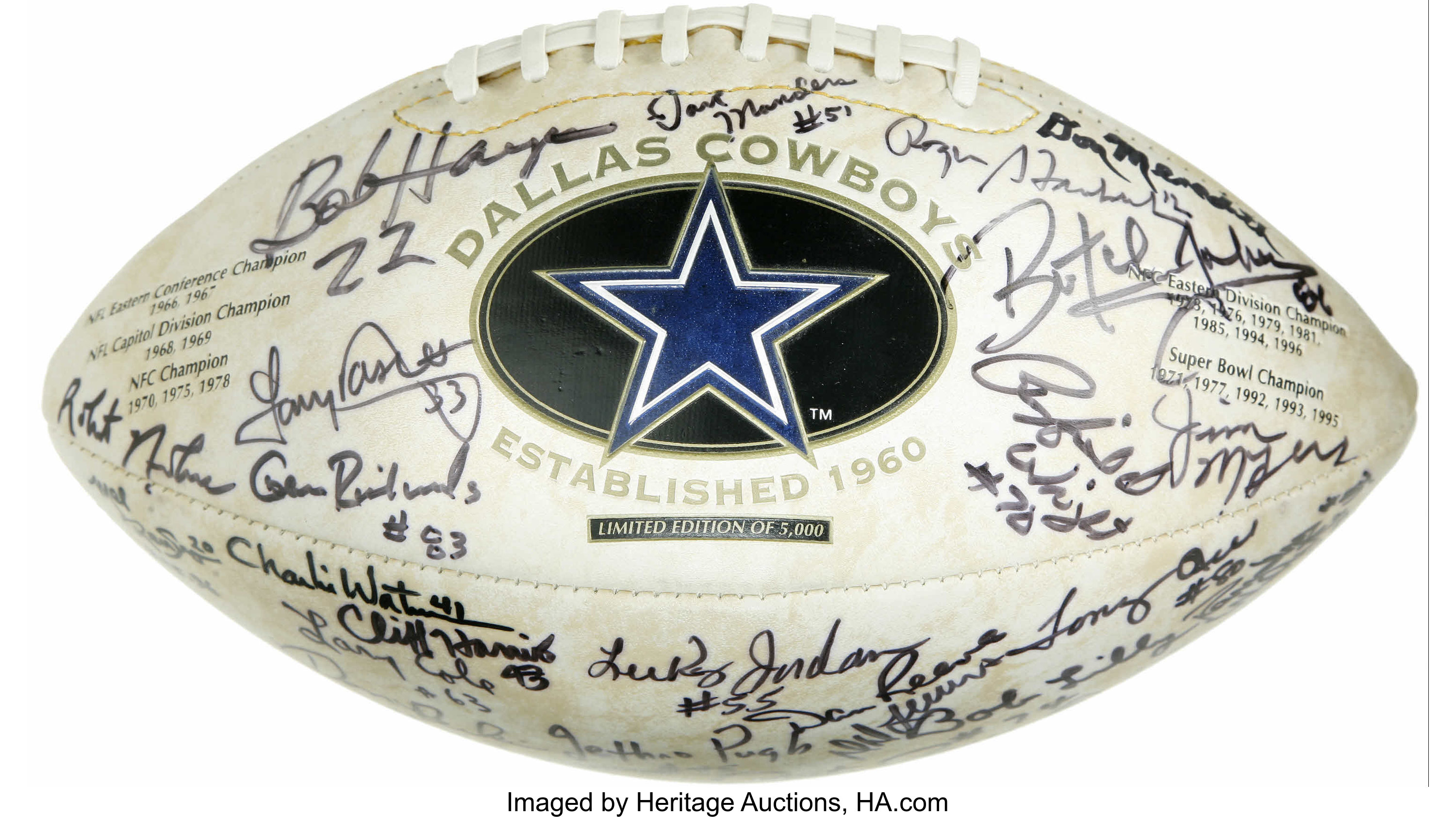 1977 Dallas Cowboys Team Signed Football. Tom Landry's Dallas, Lot #63141