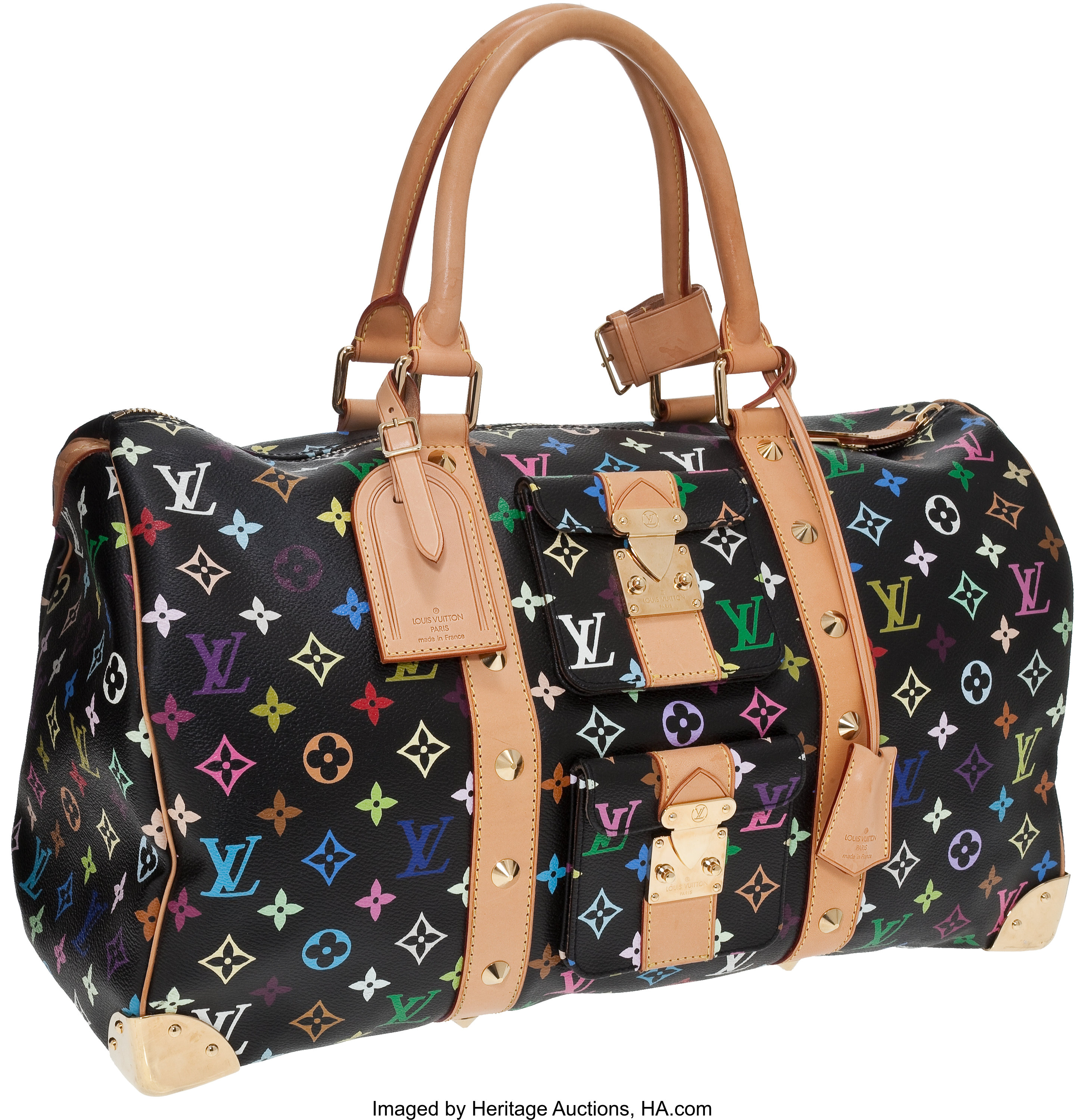 Louis Vuitton Black Monogram Multicolore Keepall 45 Overnight Bag