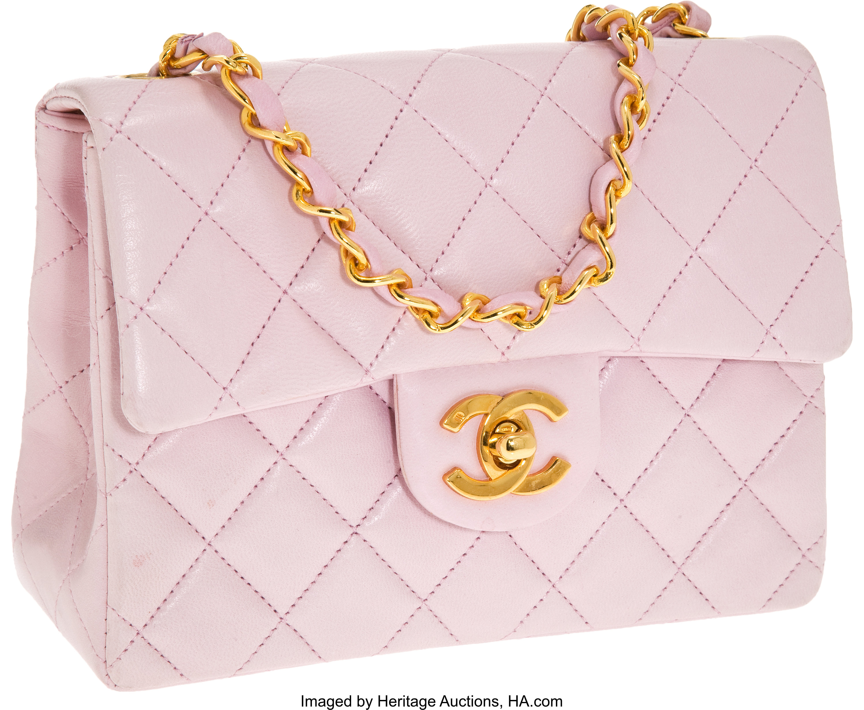 Chanel Light Pink Lambskin Leather Quilted Mini Classic Flap Bag, Lot  #56450