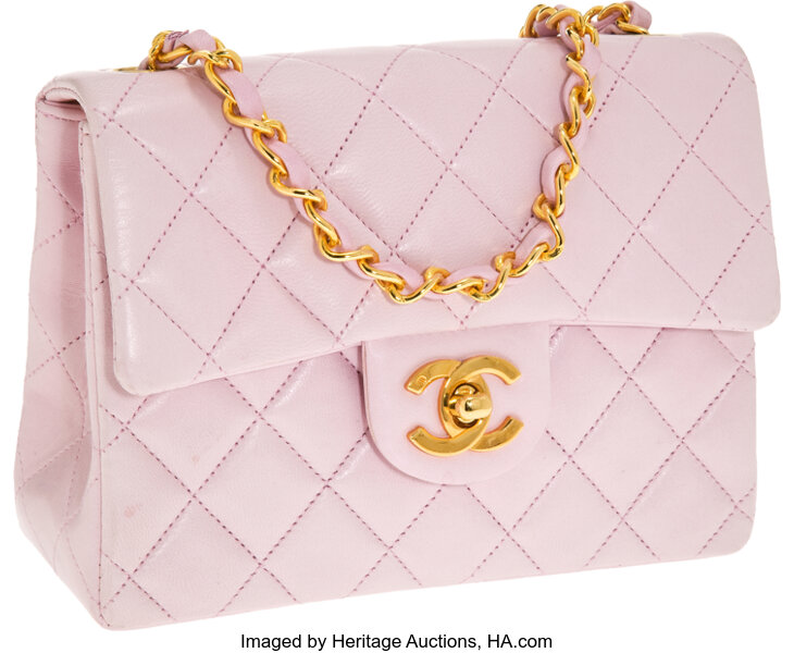 CHANEL Rectangular Mini Valentine Bag Pink Lambskin with Light