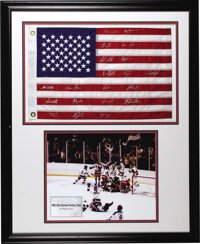 1980 Miracle on Ice Team USA Flag Autographed