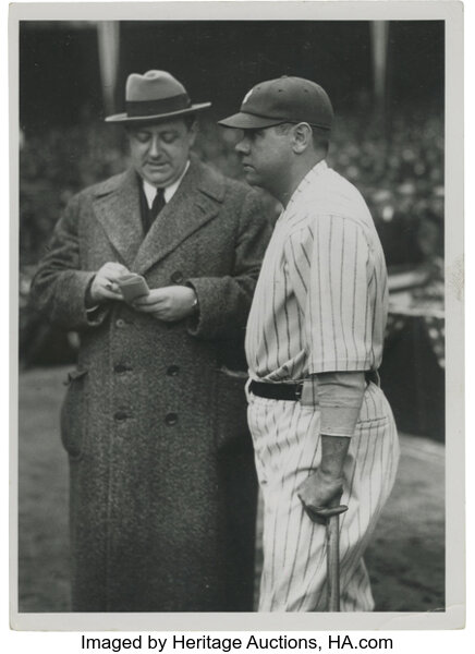 Babe Ruth - Batting Action At The Stadium Fine Art Print by Unknown at