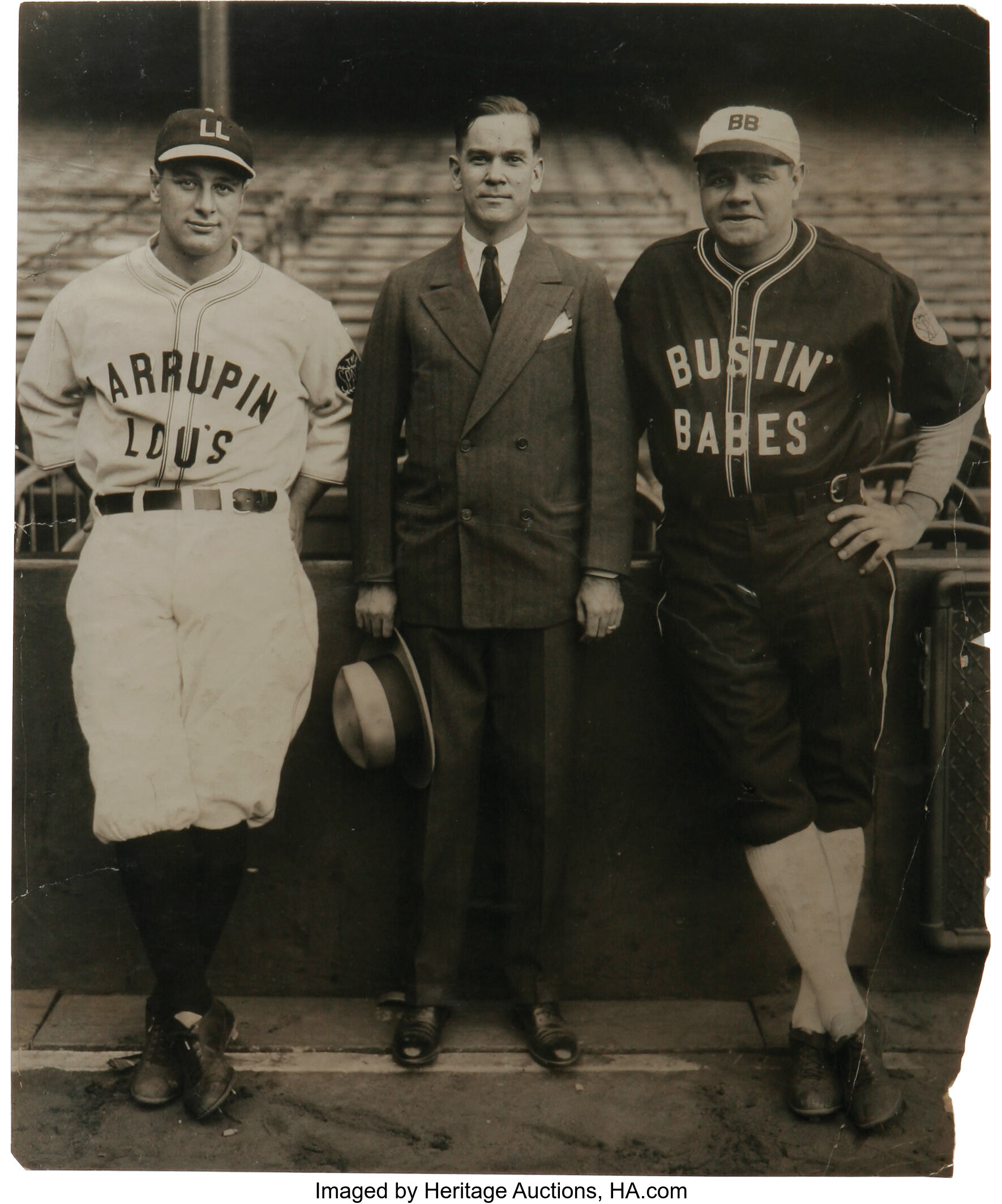 Baseball In Pics - Babe Ruth and Lou Gehrig in their barnstorming uniforms,  1927