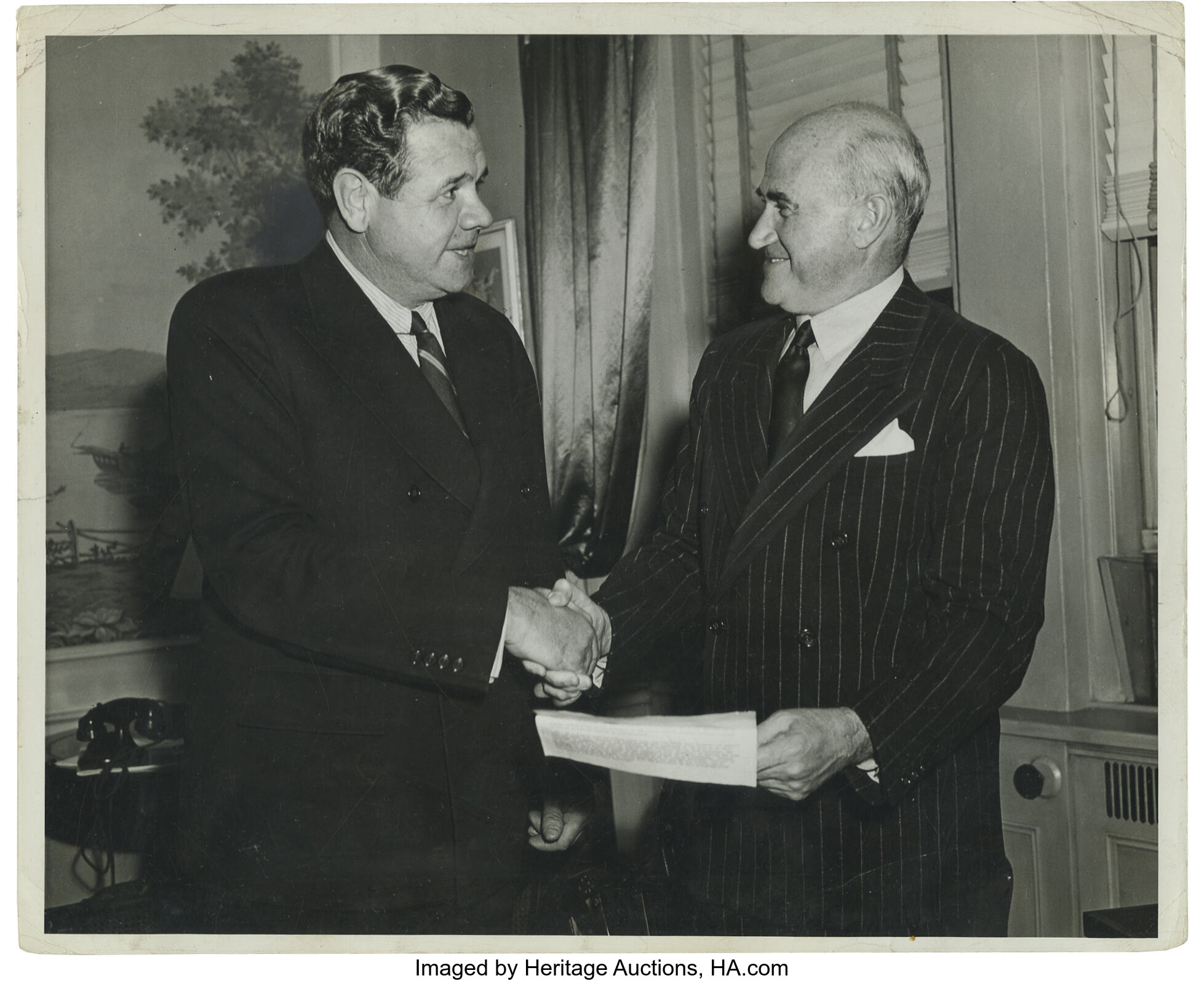 1942 Babe Ruth Culver Service Photograph, Type 1. Clipped caption | Lot ...