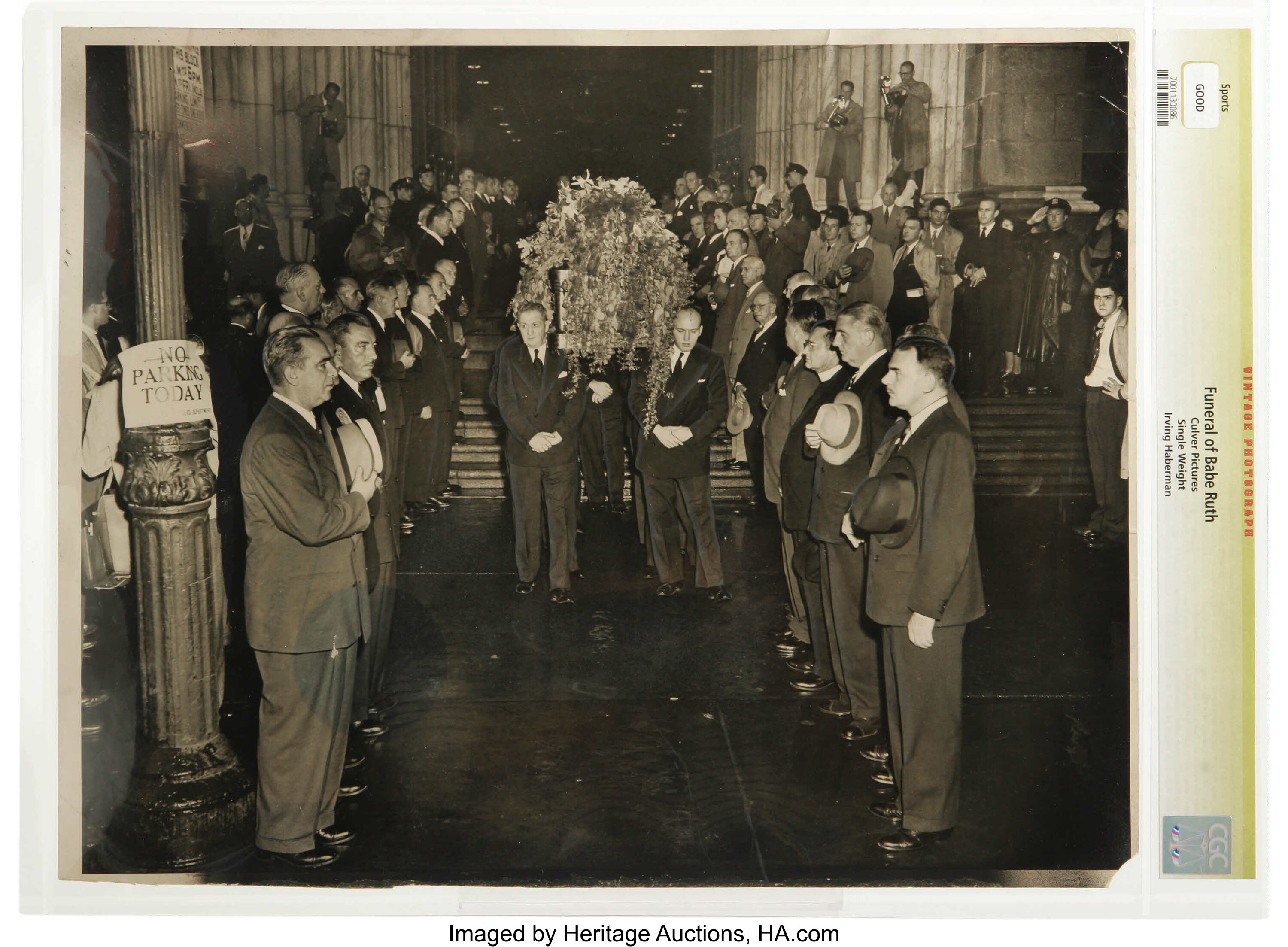 1948 Babe Ruth Funeral Wire Photograph.  Baseball Collectibles