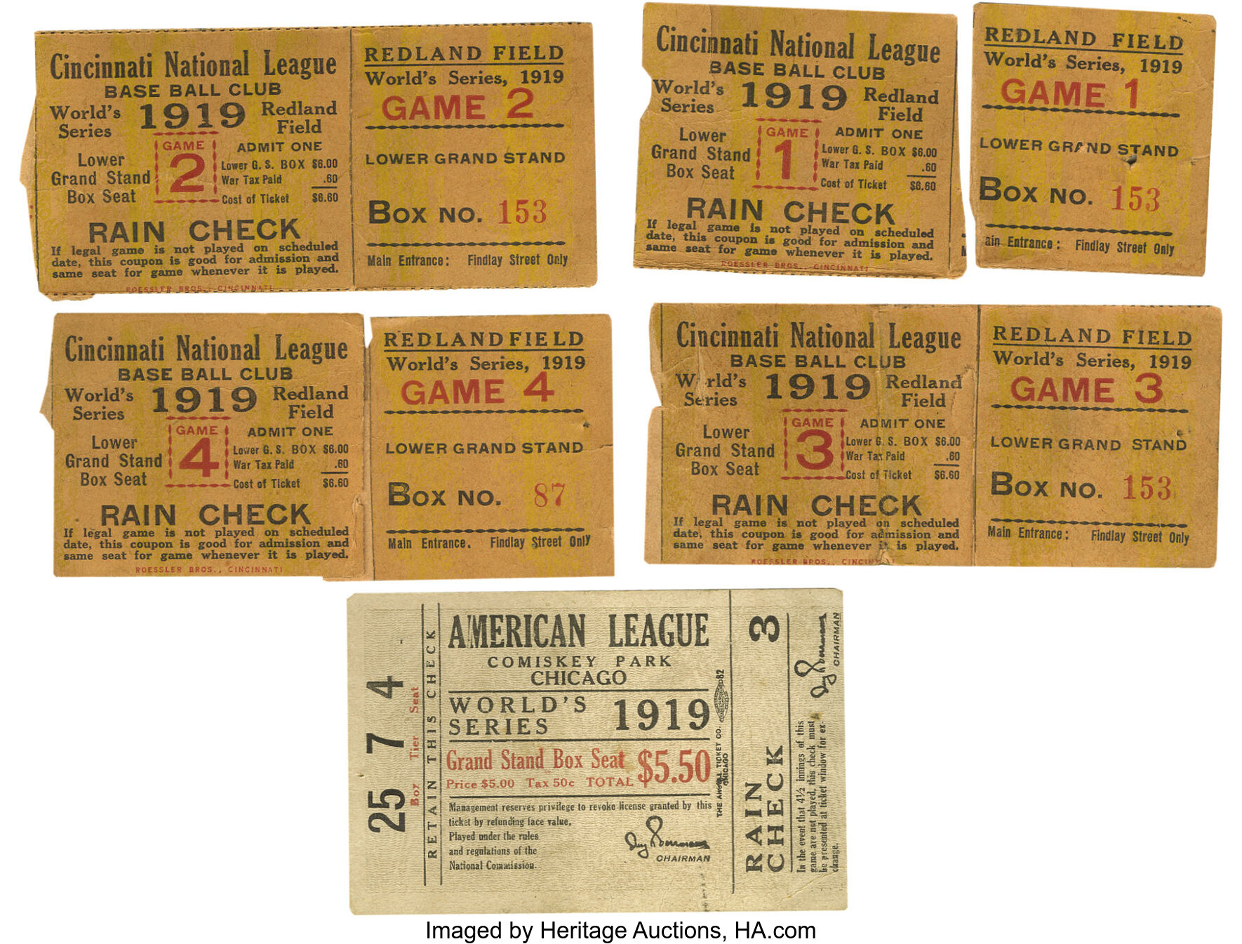 1920 World Series Ticket Stub From The Wamby Game