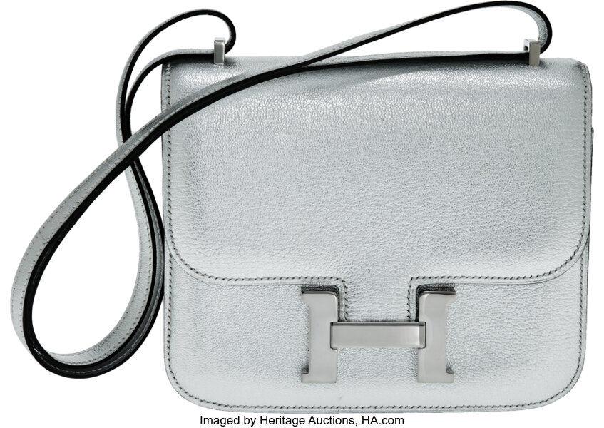 HERMES [Sharp Discount] Evercolor Leather Mini Constance Silver