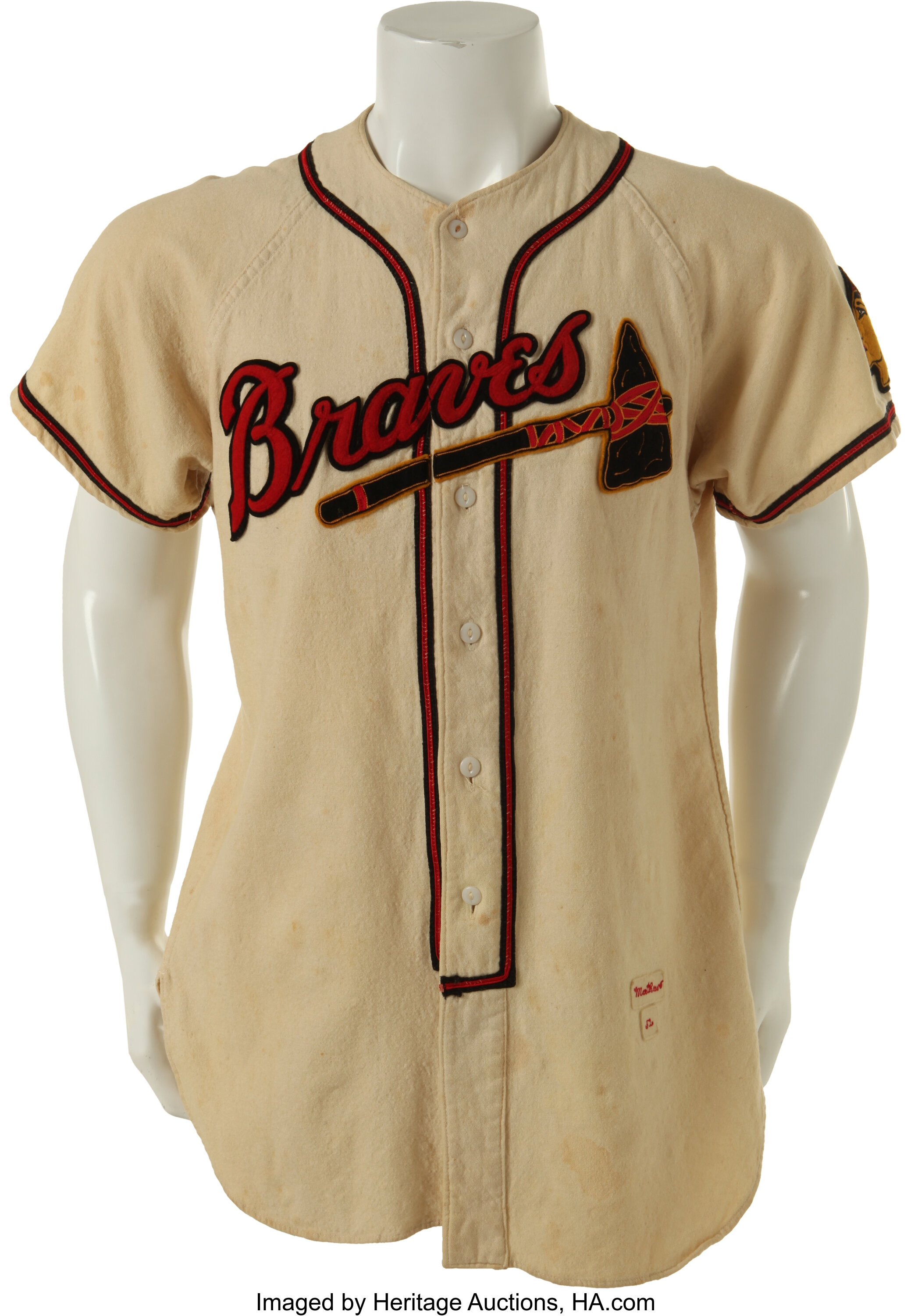 1952 Eddie Mathews Game Worn Boston Braves Rookie Jersey, MEARS, Lot  #81476