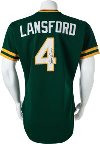 Lot Detail - 1985 CARNEY LANSFORD OAKLAND A'S GAME WORN ROAD JERSEY