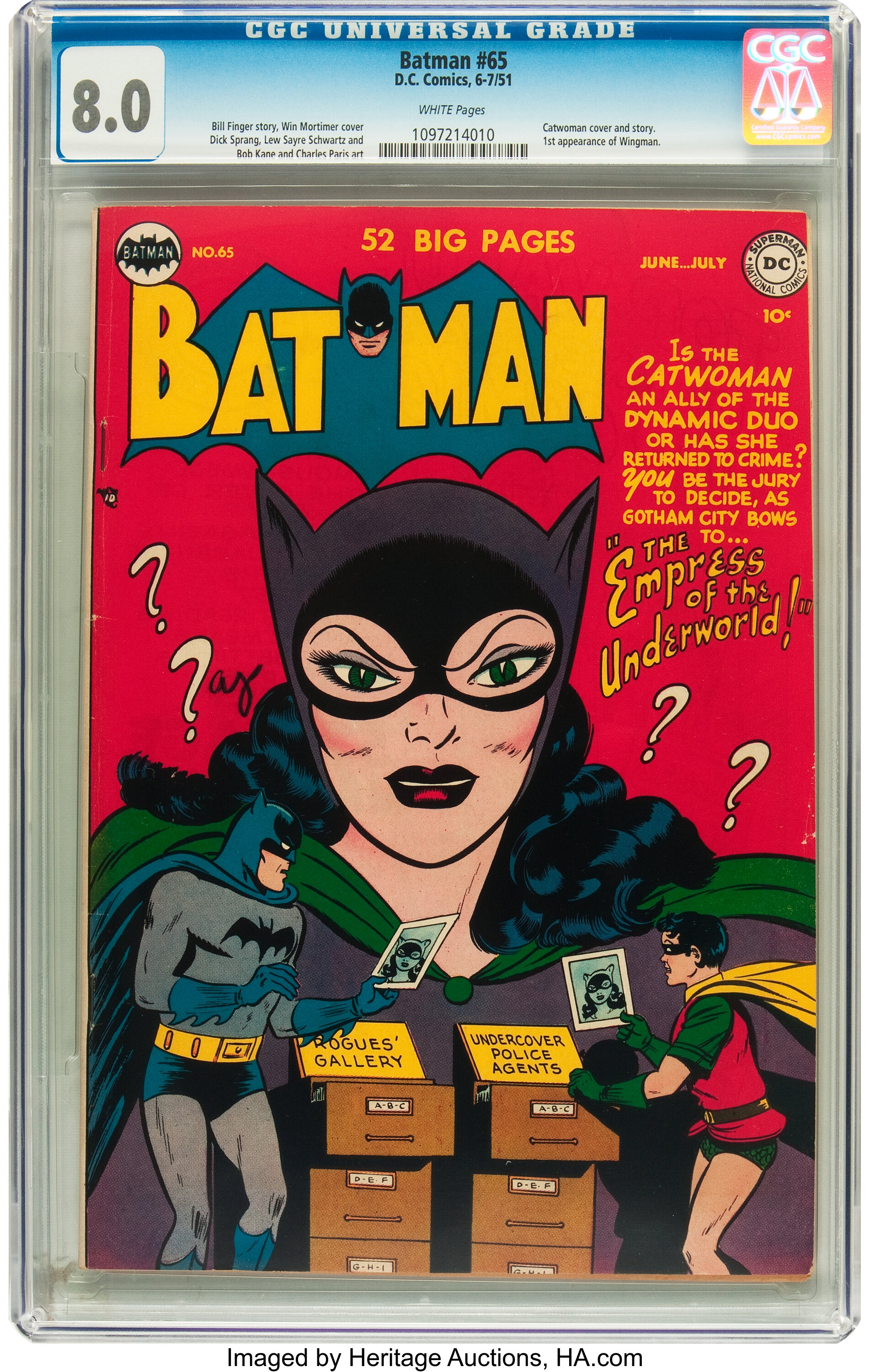 Batman #65 (DC, 1951) CGC VF  White pages.... Golden Age | Lot #91065 |  Heritage Auctions