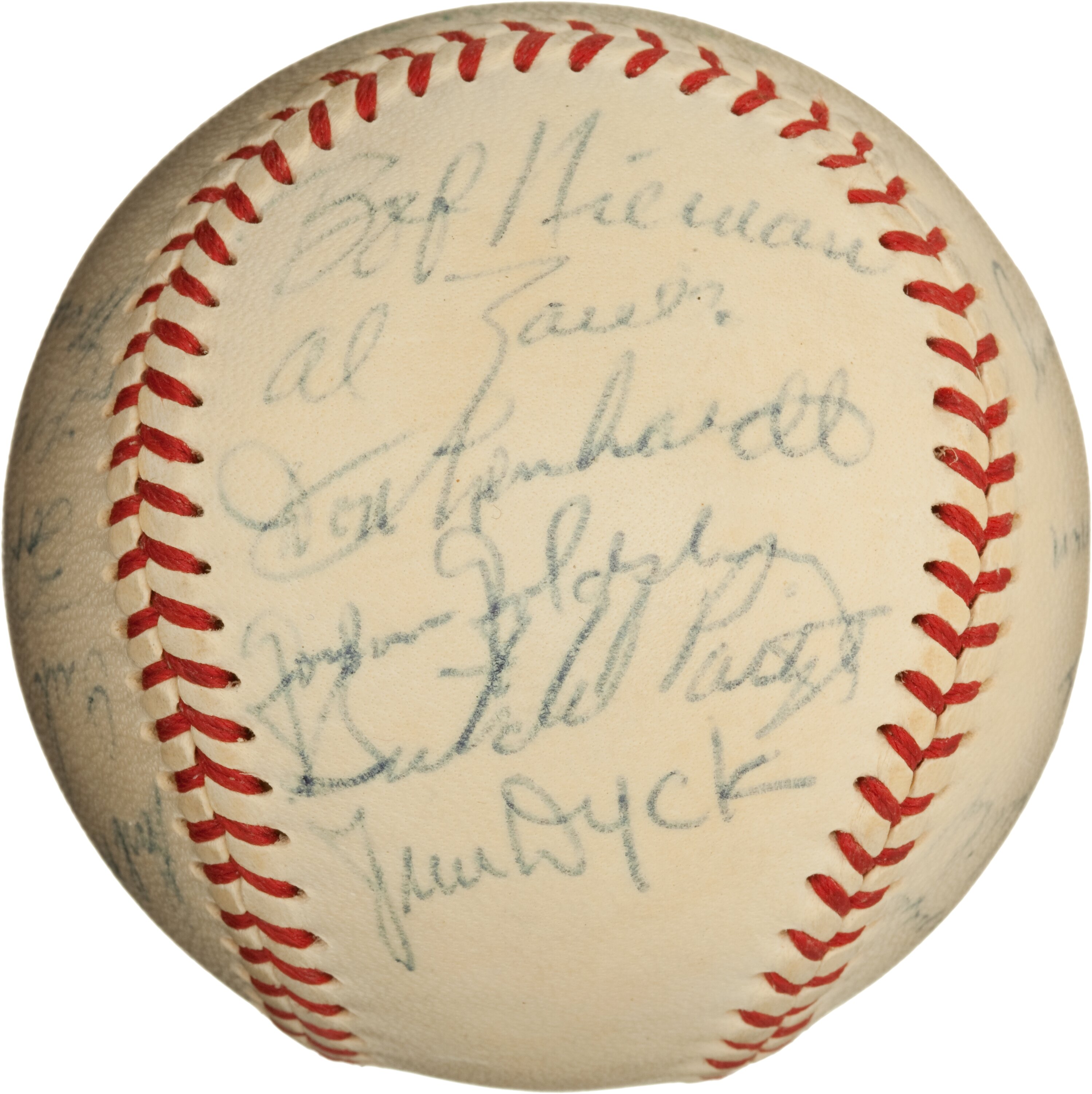 Satchel Paige Signed 1952 St. Louis Browns OAL Baseball with (21)  Signatures (JSA LOA)