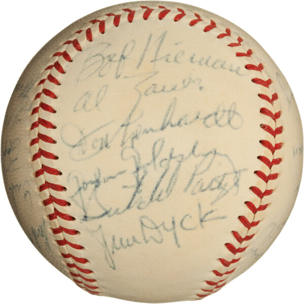 1952 St. Louis Browns Team Signed Baseball with Satchel Paige