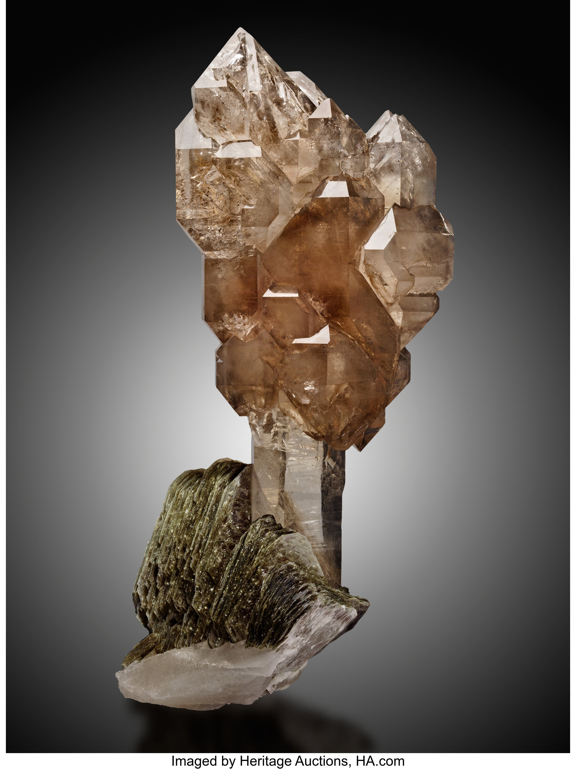 Quartz Scepter On Muscovite.  Minerals Crystals 