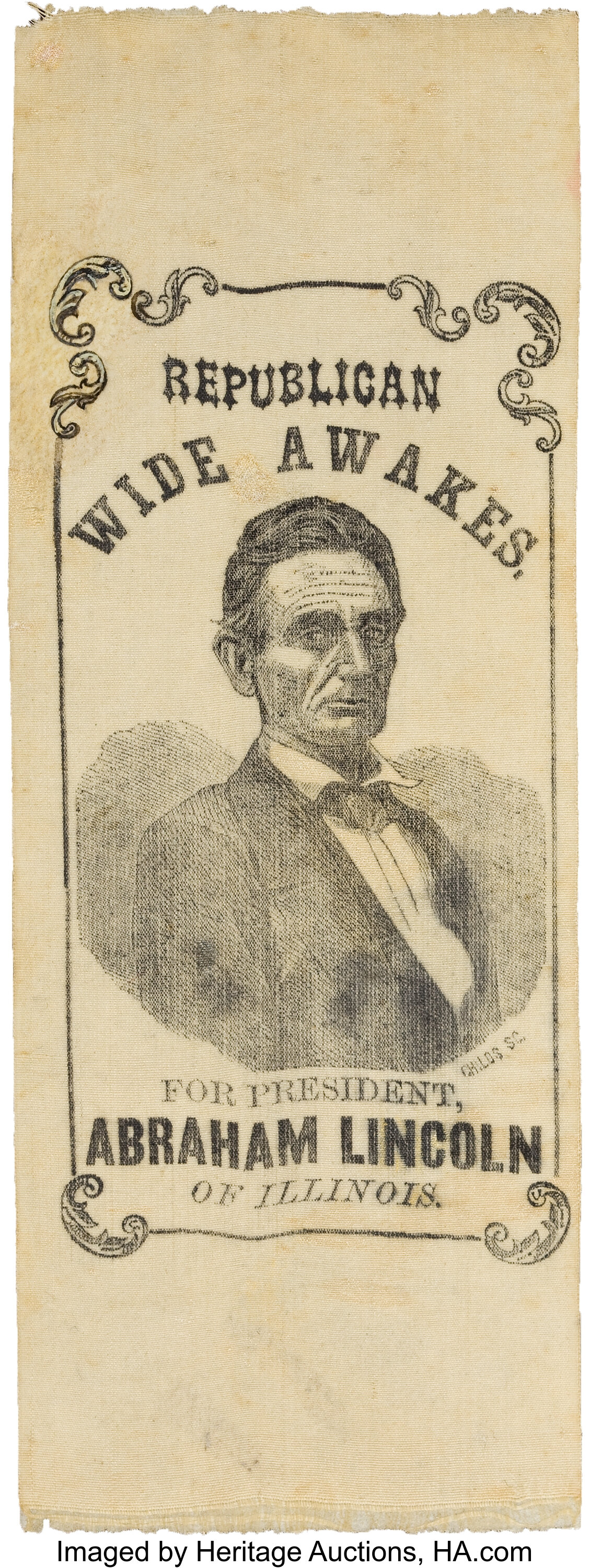 Abraham Lincoln: Wide Awake Ribbon.... Political Ribbons & Badges | Lot ...