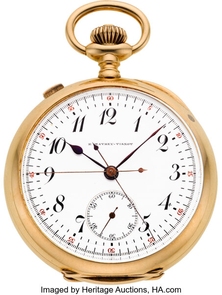 E. Mathey Tissot Gold Split Second Chronograph circa 1895