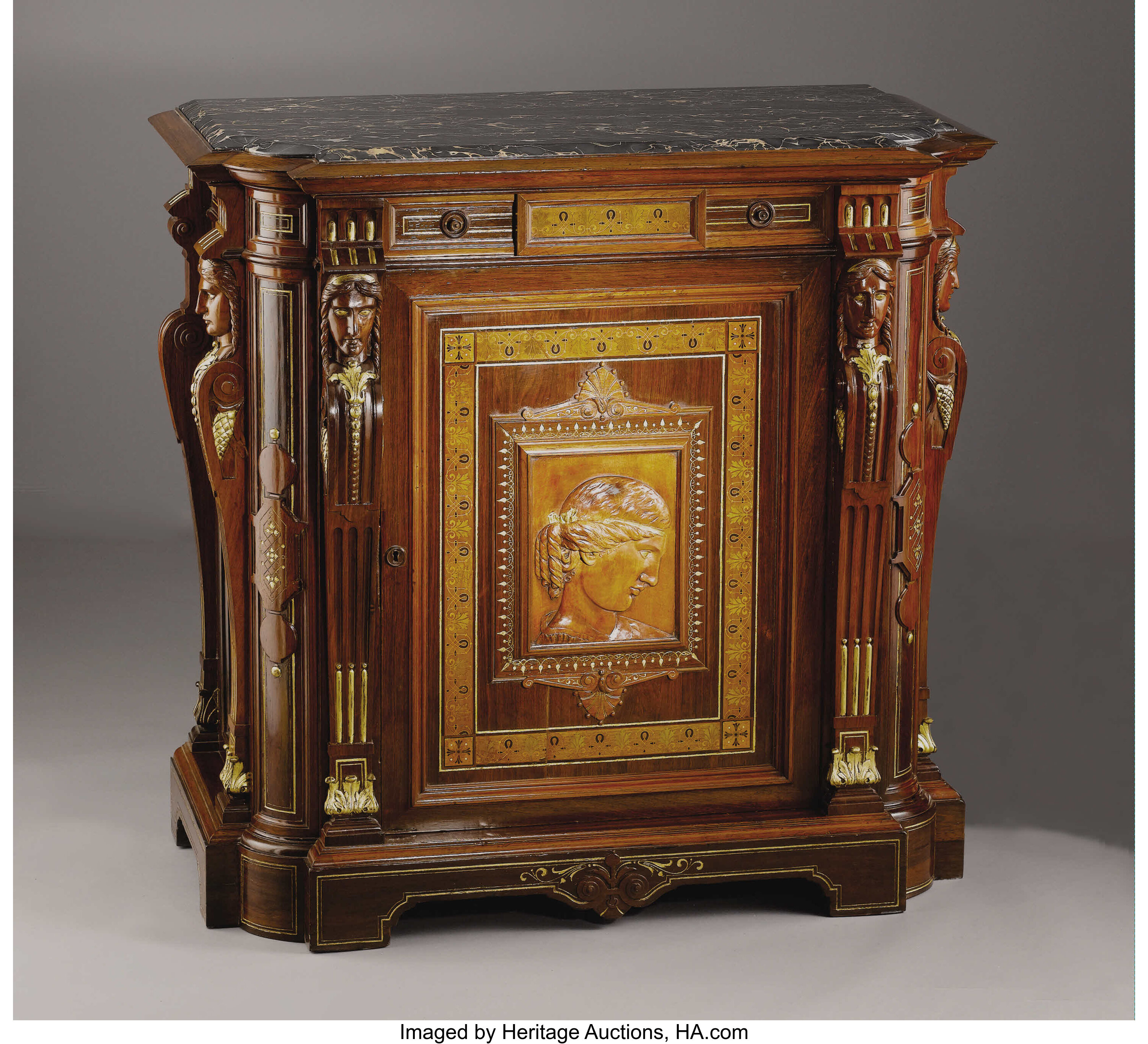 An American Renaissance Revival Style Cabinet Gustave Herter