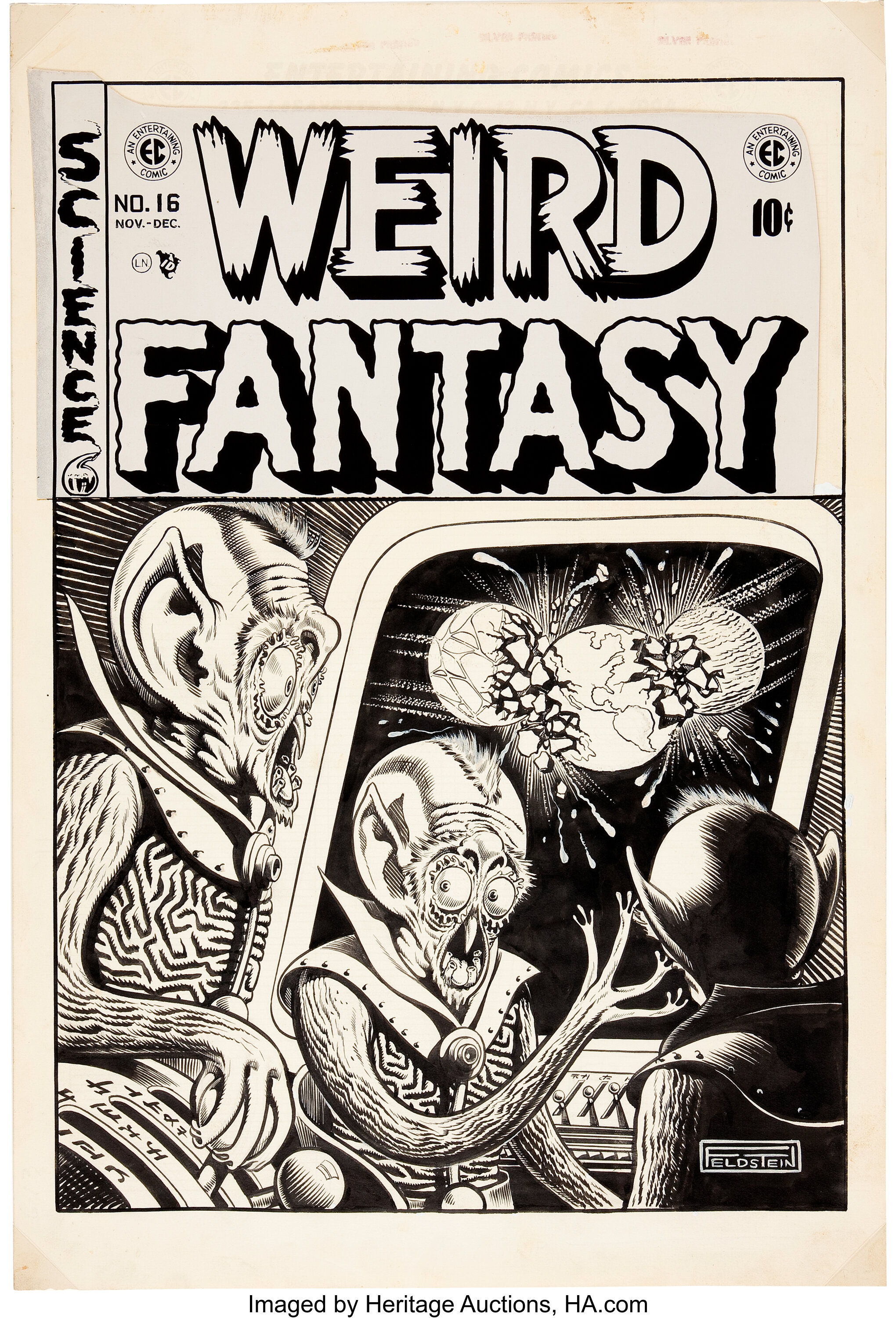 al-feldstein-weird-fantasy-16-cover-original-art-ec-1952-lot