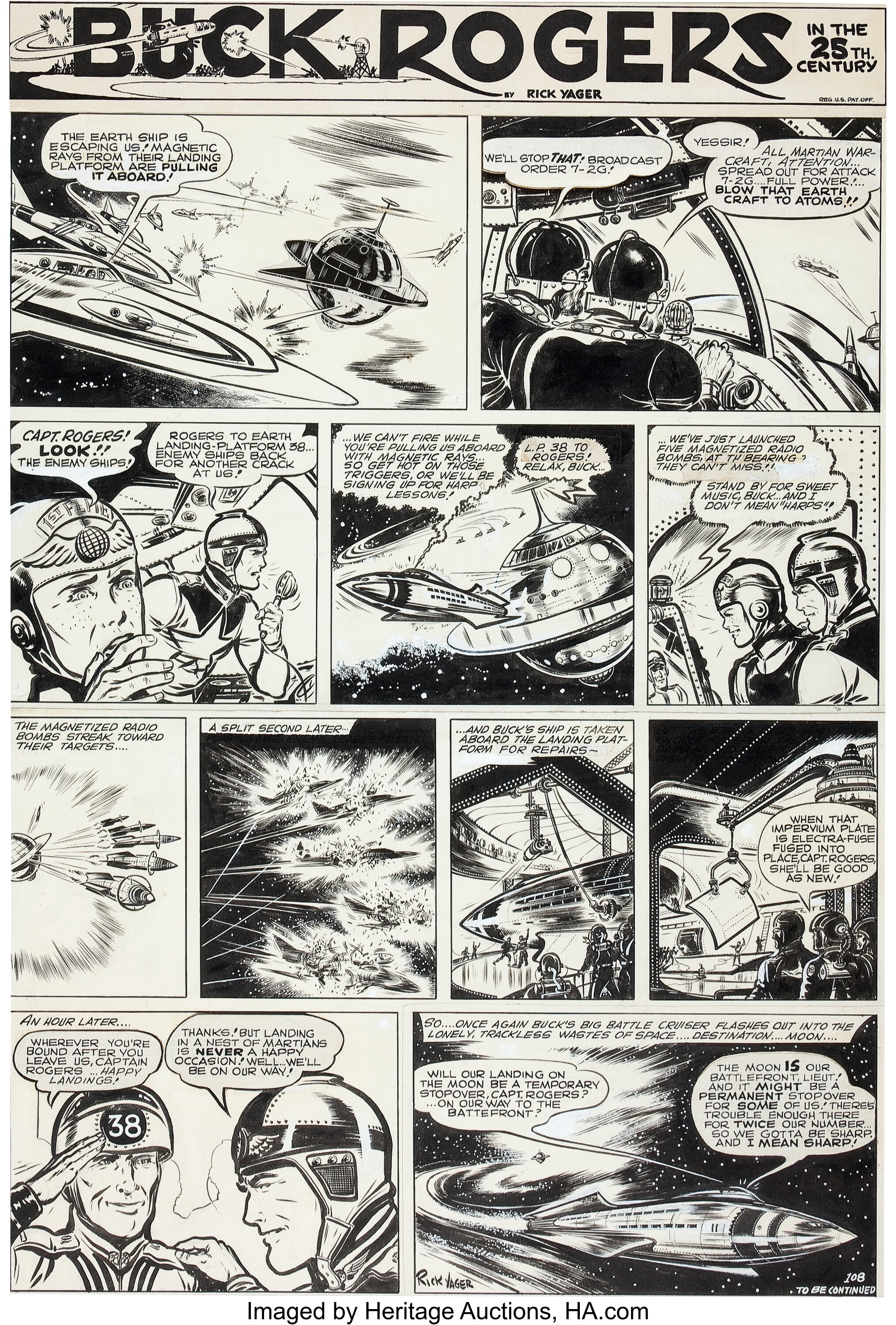 Rick Yager Buck Rogers Sunday Comic Strip Original Art (NEA | Lot