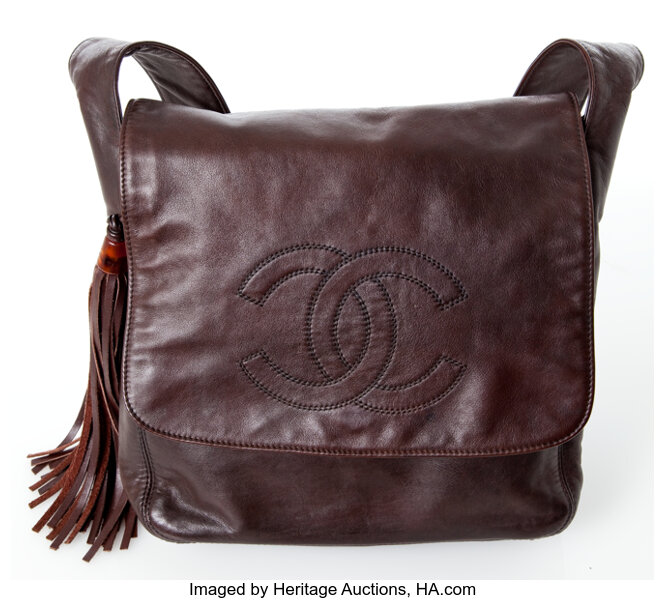 Vintage 70s 80s Brown Lambskin Quilted Chanel Shoulder Bag 