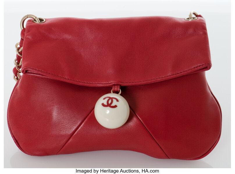 Heritage Vintage: Chanel Red Lambskin Leather Flap Bag with Silver, Lot  #79005