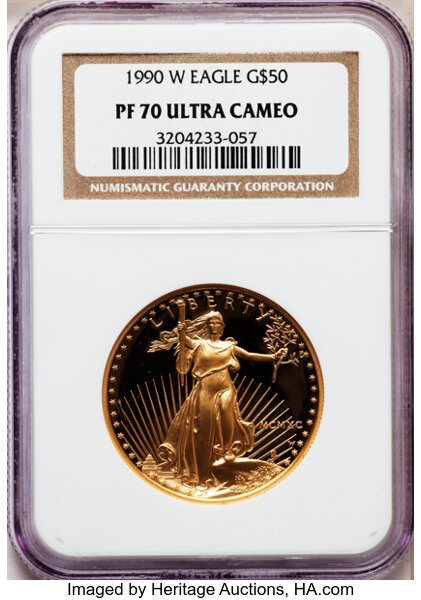 1990 W G50 Set Of Four Gold Eagles Pr70 Ultra Cameo Ngc