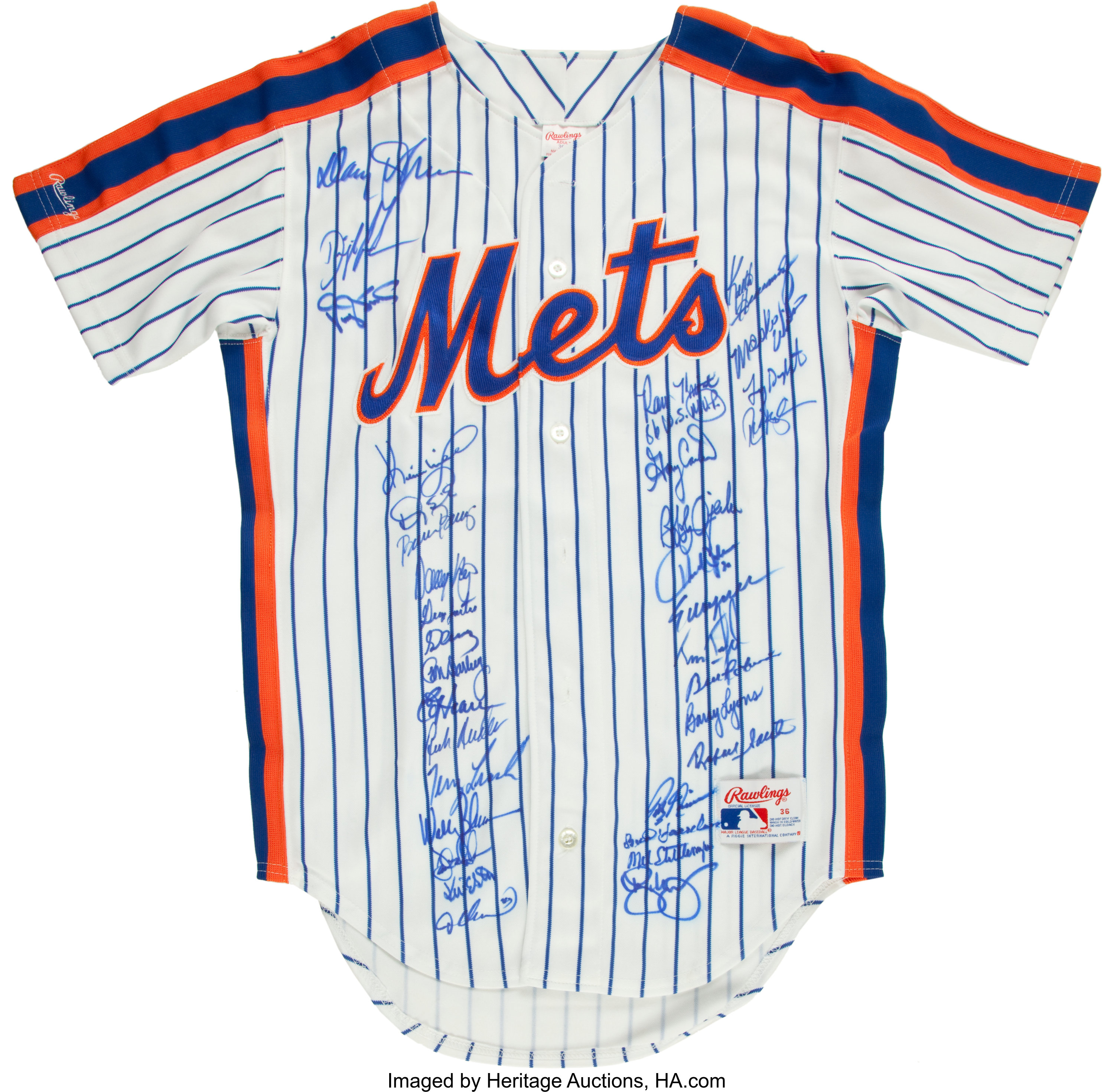 1986 New York Mets Team Signed Jersey (34 Signatures).  Baseball, Lot  #43067