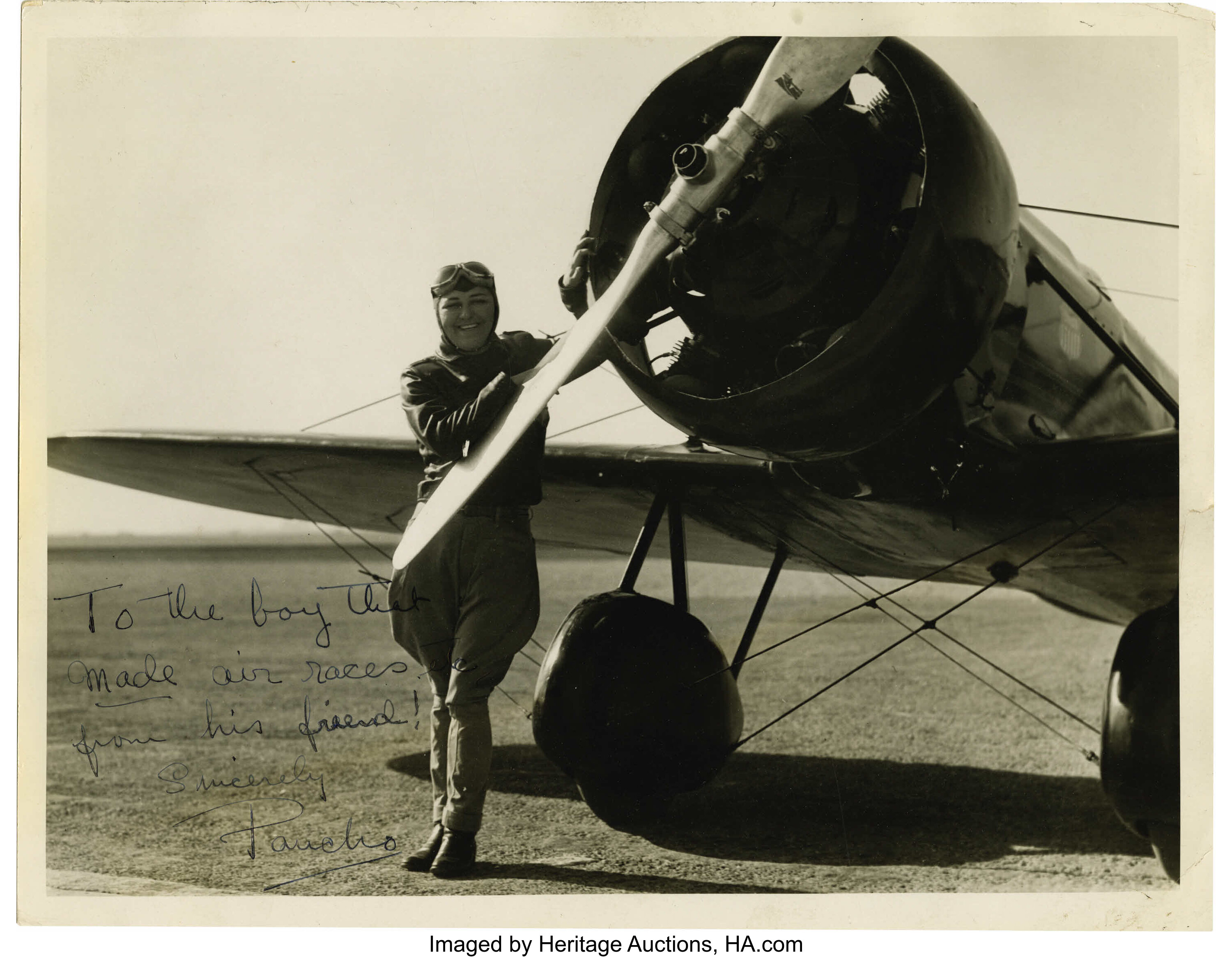 Three Pancho Barnes Photographs Two Signed Aviatrix Florence