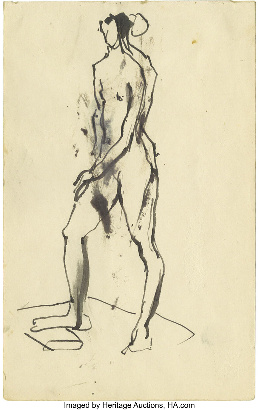 Stuart Sutcliffe Sketch A 4 5 X 7 Ink Sketch Of A Female Nude Lot 22179 Heritage Auctions