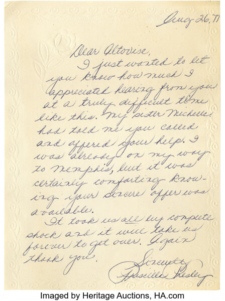 Priscilla received a beautiful handwritten note from Robèrt, the