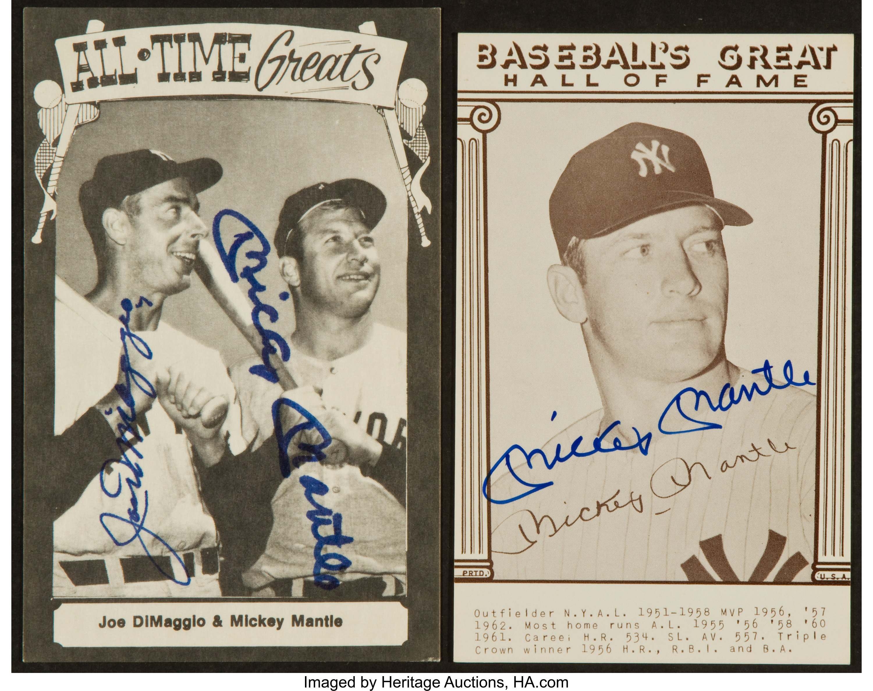 Sports Memorabilia  DIMAGGIO and MANTLE Signed Lithograph Print