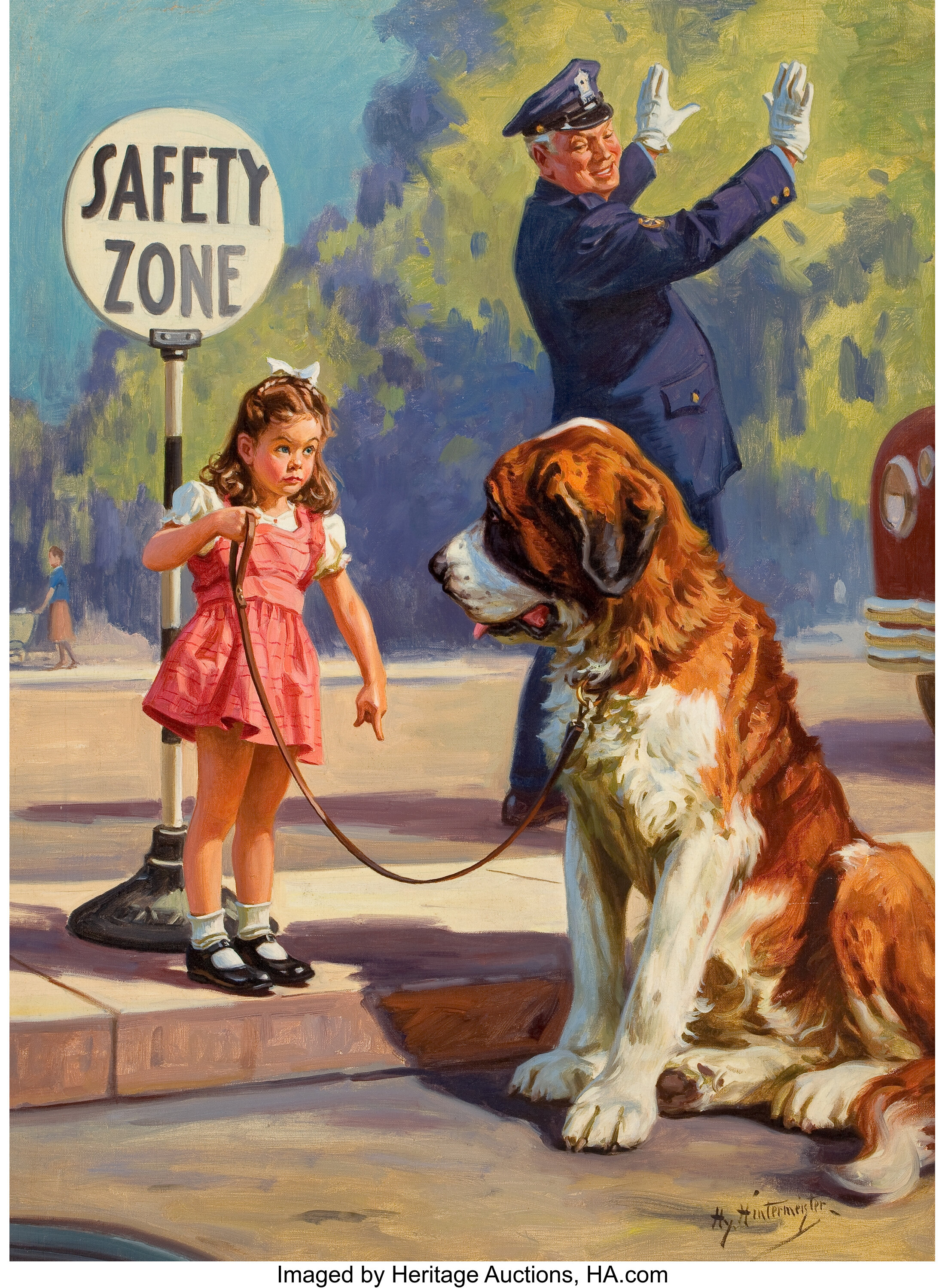 HY (HENRY) HINTERMEISTER (American, 1897-1972). Safety Zone. Oil on