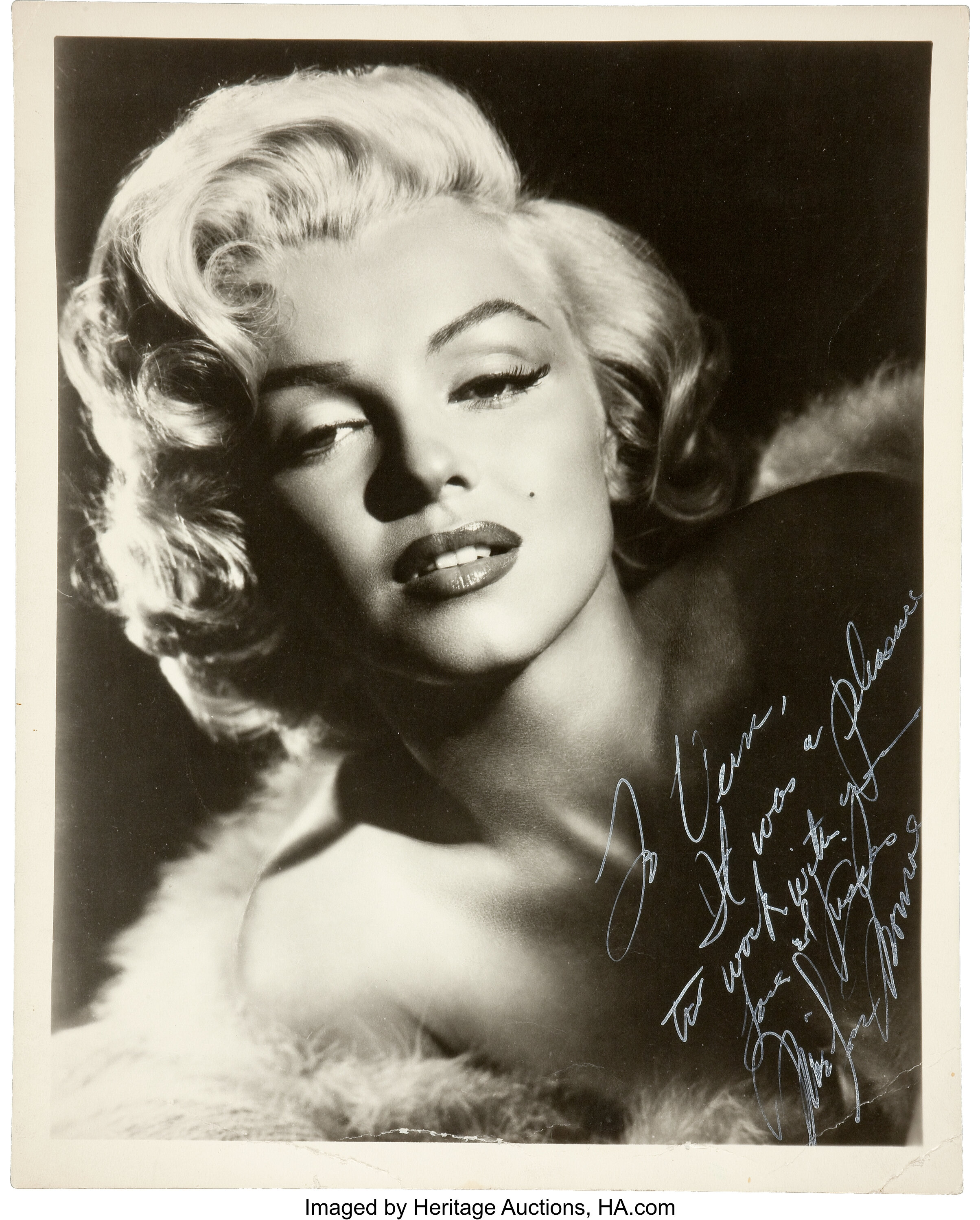 A Marilyn Monroe Signed Black and White Photograph, Circa 1955