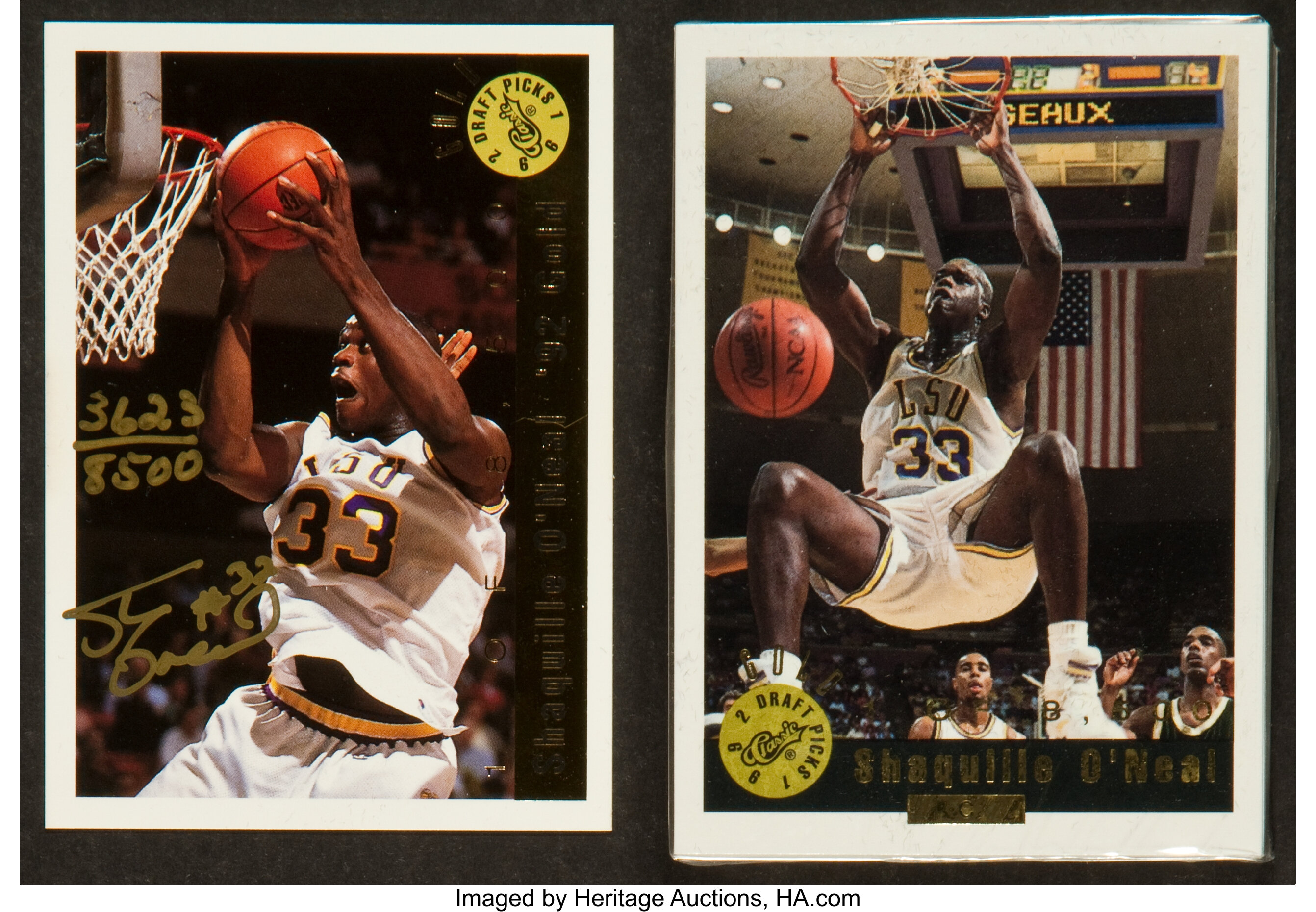 Larry Bird and Shaquille O'Neal Signed Cards and Sets., Lot #42118