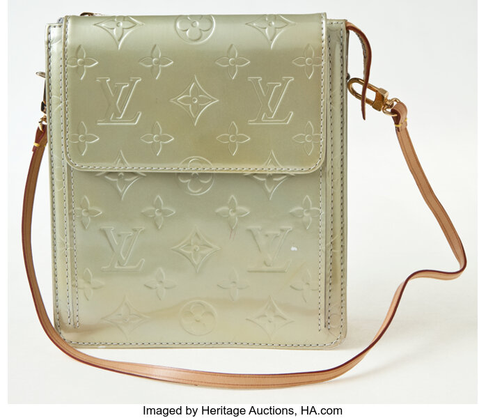 Louis Vuitton Mott Shoulder Bag Silver Leather Monogram Vernis