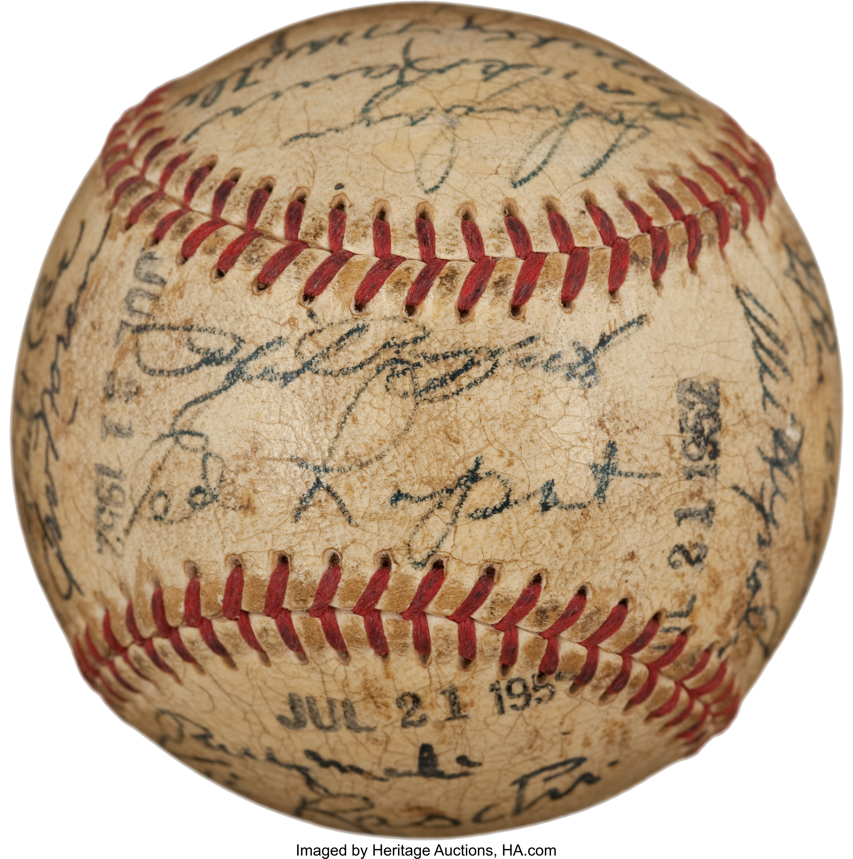 NY Yankees: 1952 Team-Signed Baseball w/ Bold Mantle