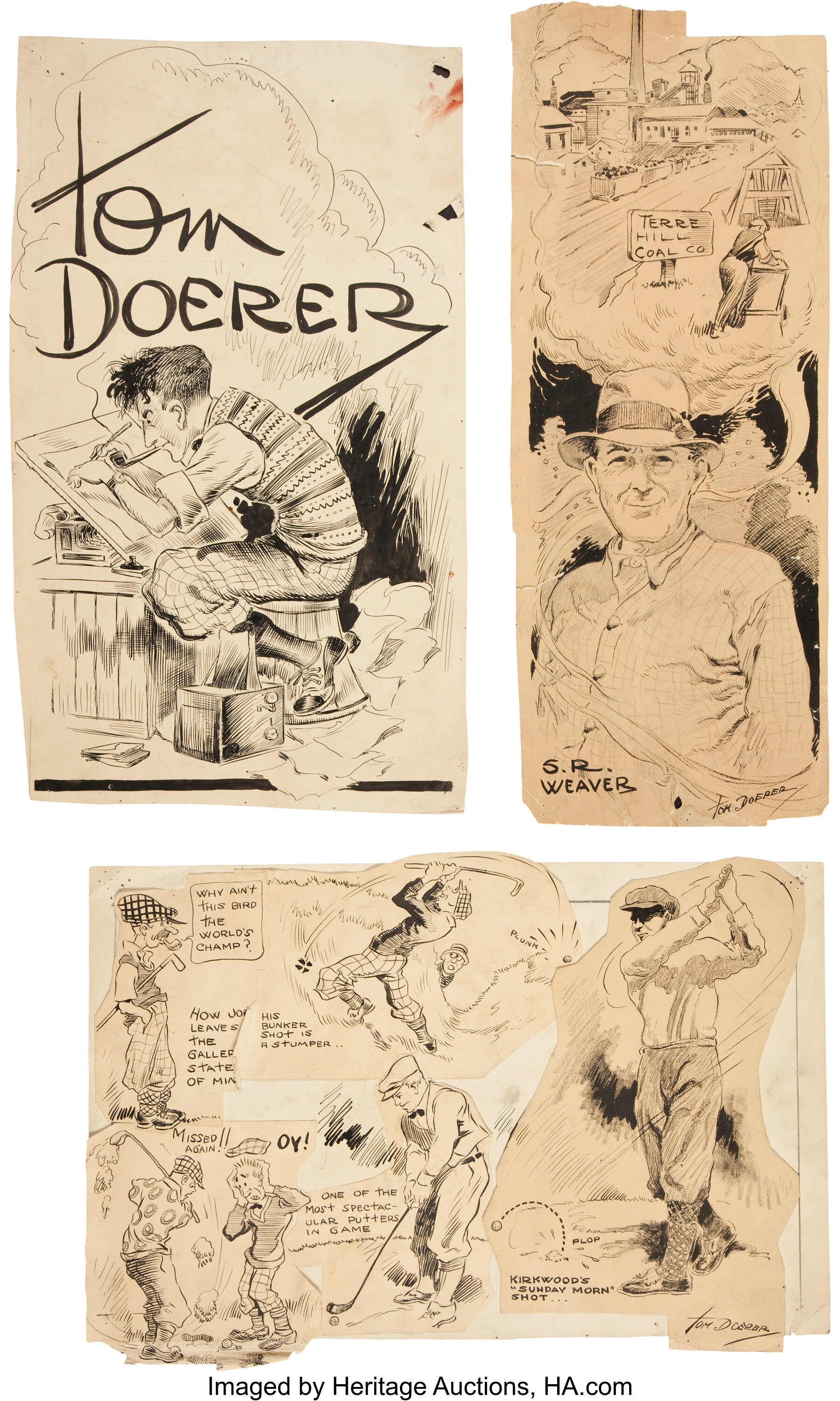 Tom Doerer Cartoon Illustration Original Art Group (c. | Lot #11510 ...
