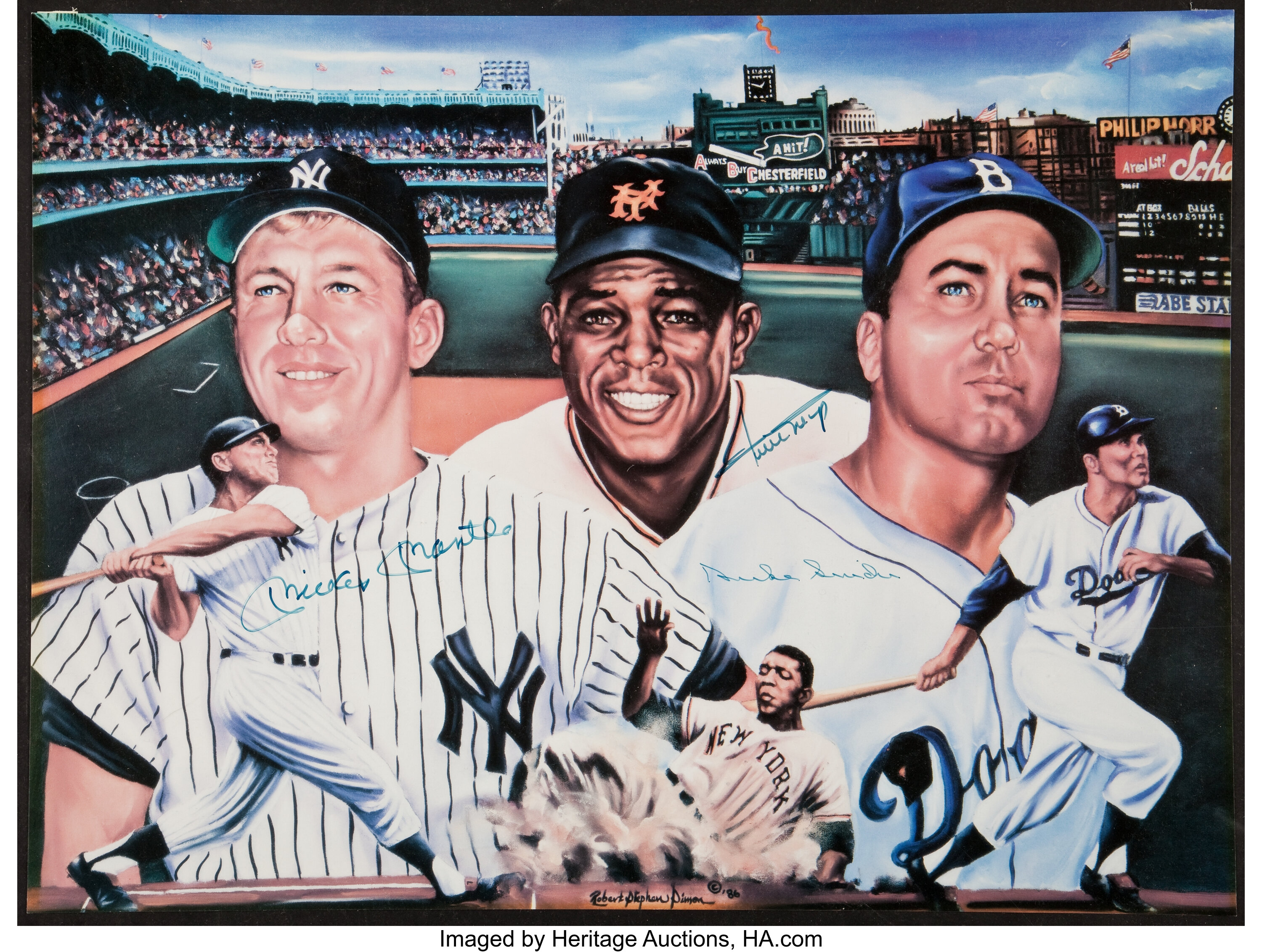 Sold at Auction: MICKEY MANTLE WILLIE MAYS DUKE SNIDER Signed