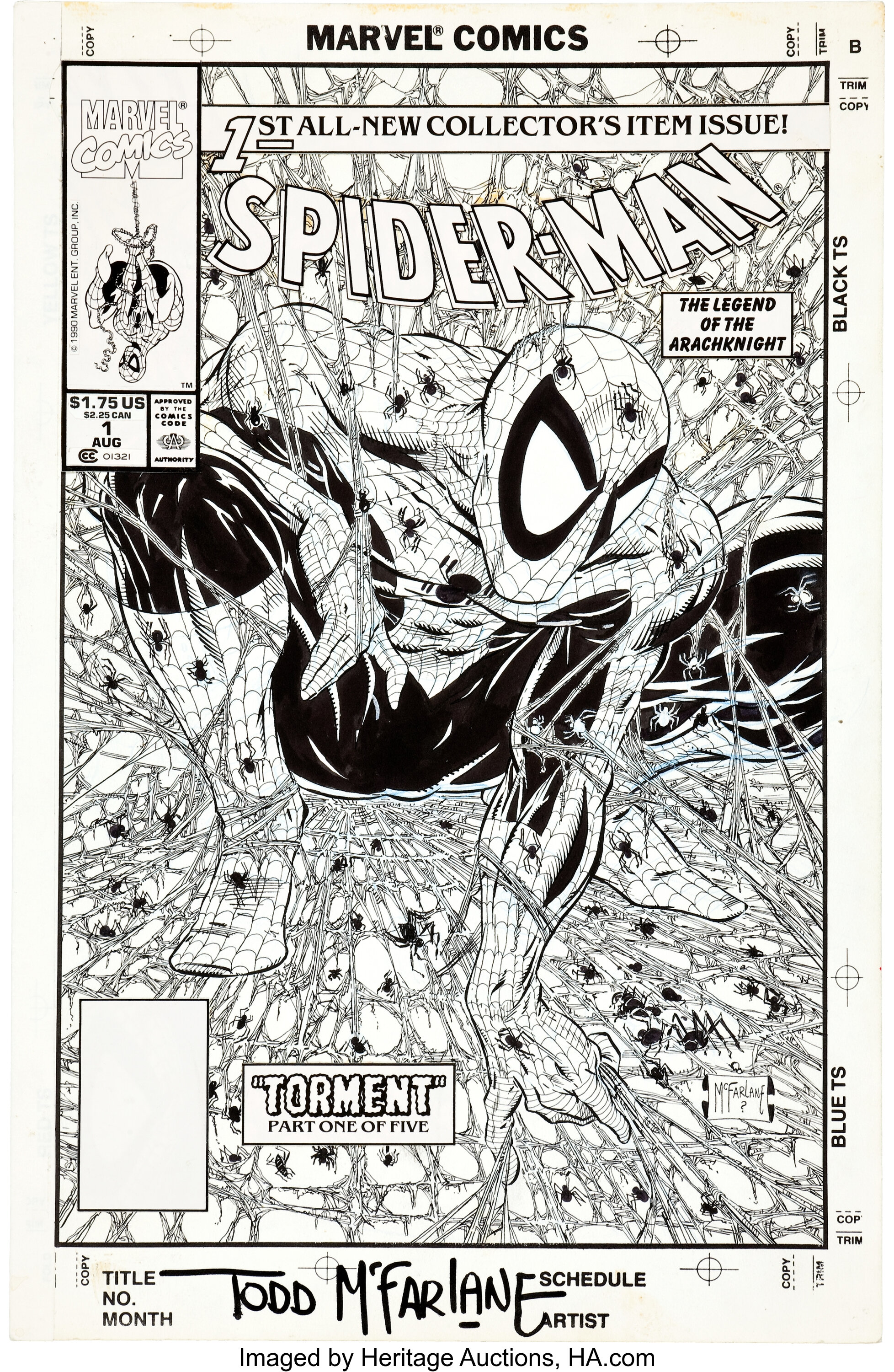 Todd McFarlane Spider-Man #1 Cover Original Art (Marvel, 1990).... | Lot  #92025 | Heritage Auctions