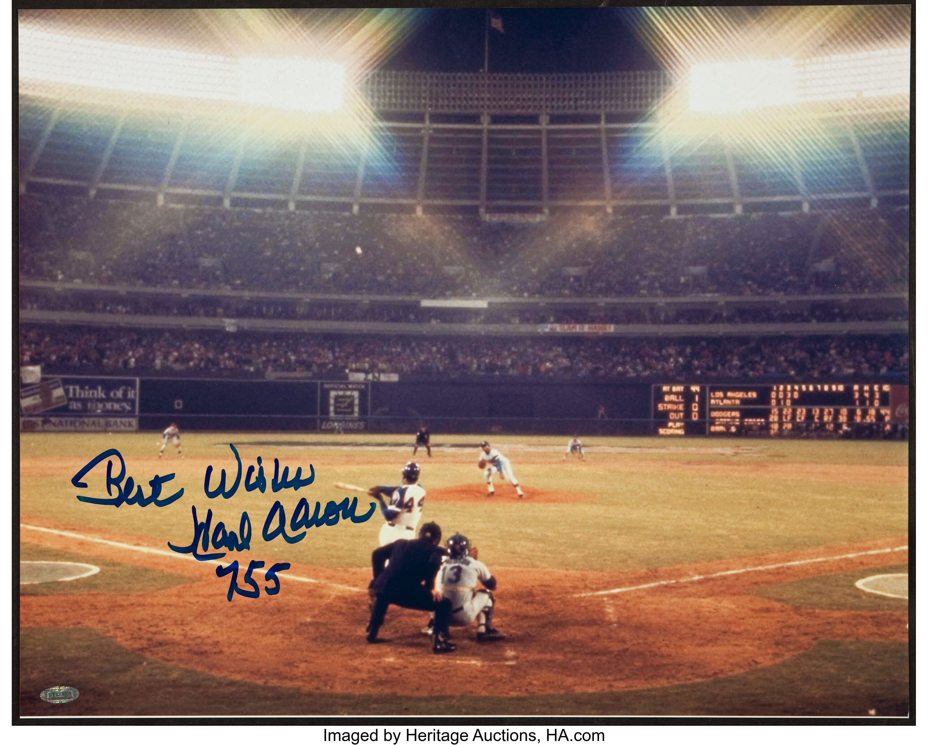 Hank Aaron 755 Signed Oversized Photograph. Baseball