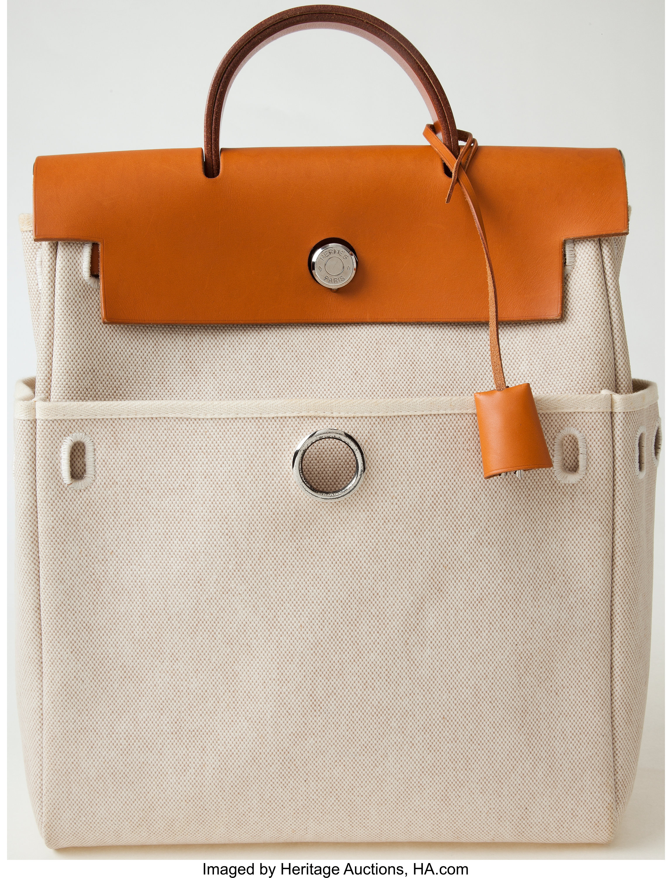 Heritage Vintage: Hermes Her Bag Sand Backpack with Palladium, Lot #75001